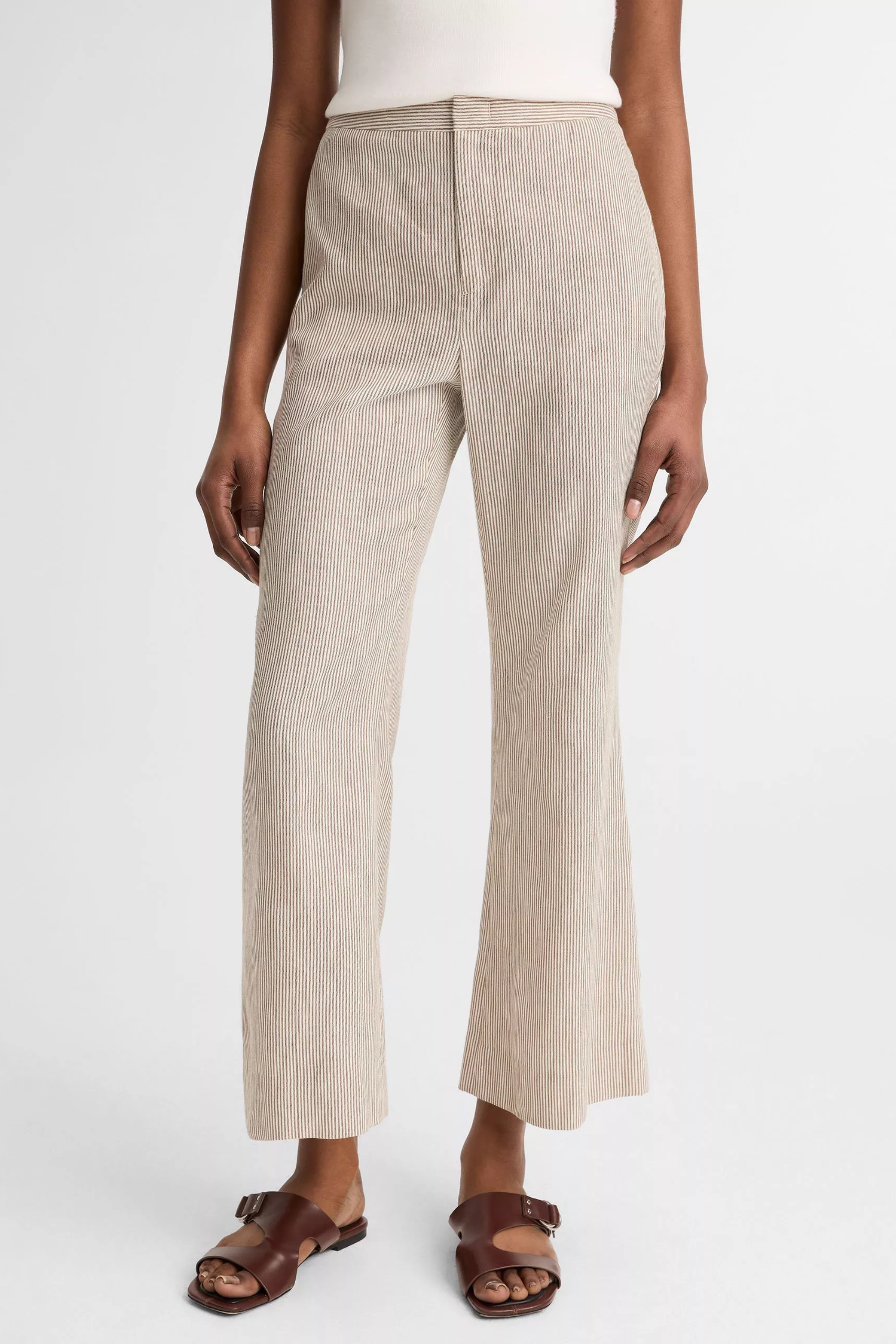 Vince Low Rise Ticking Striped Crop Flare Trouser