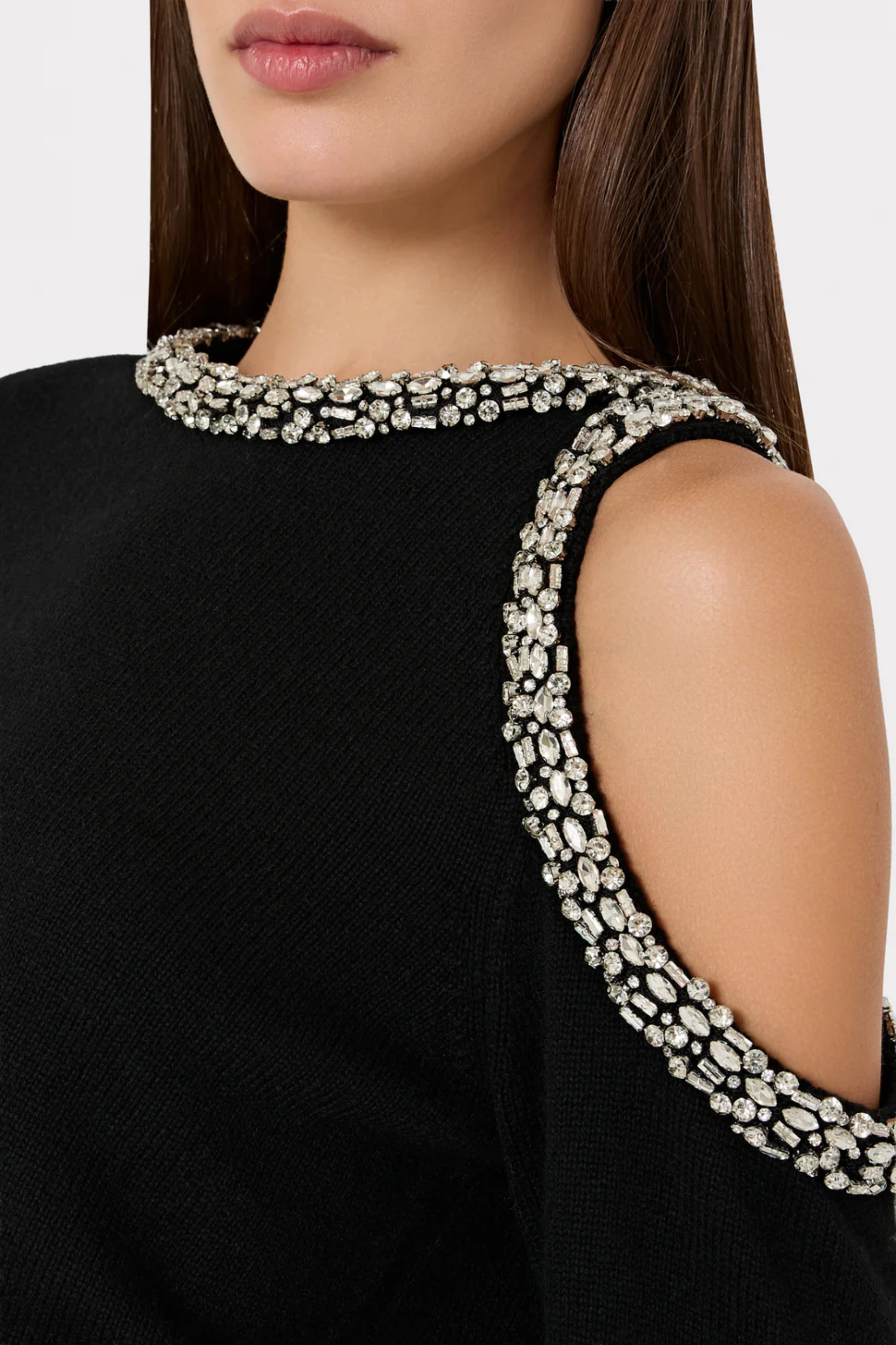 Milly Roma Crystal Embellished Crew Neck