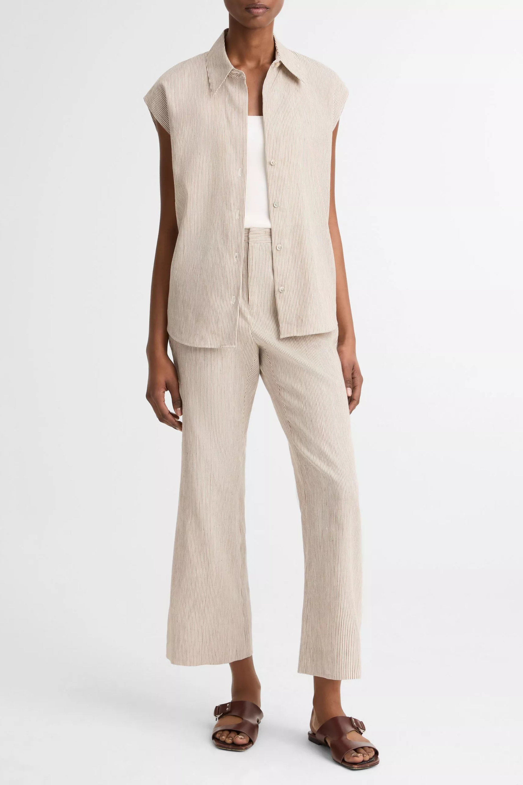 Vince Low Rise Ticking Striped Crop Flare Trouser