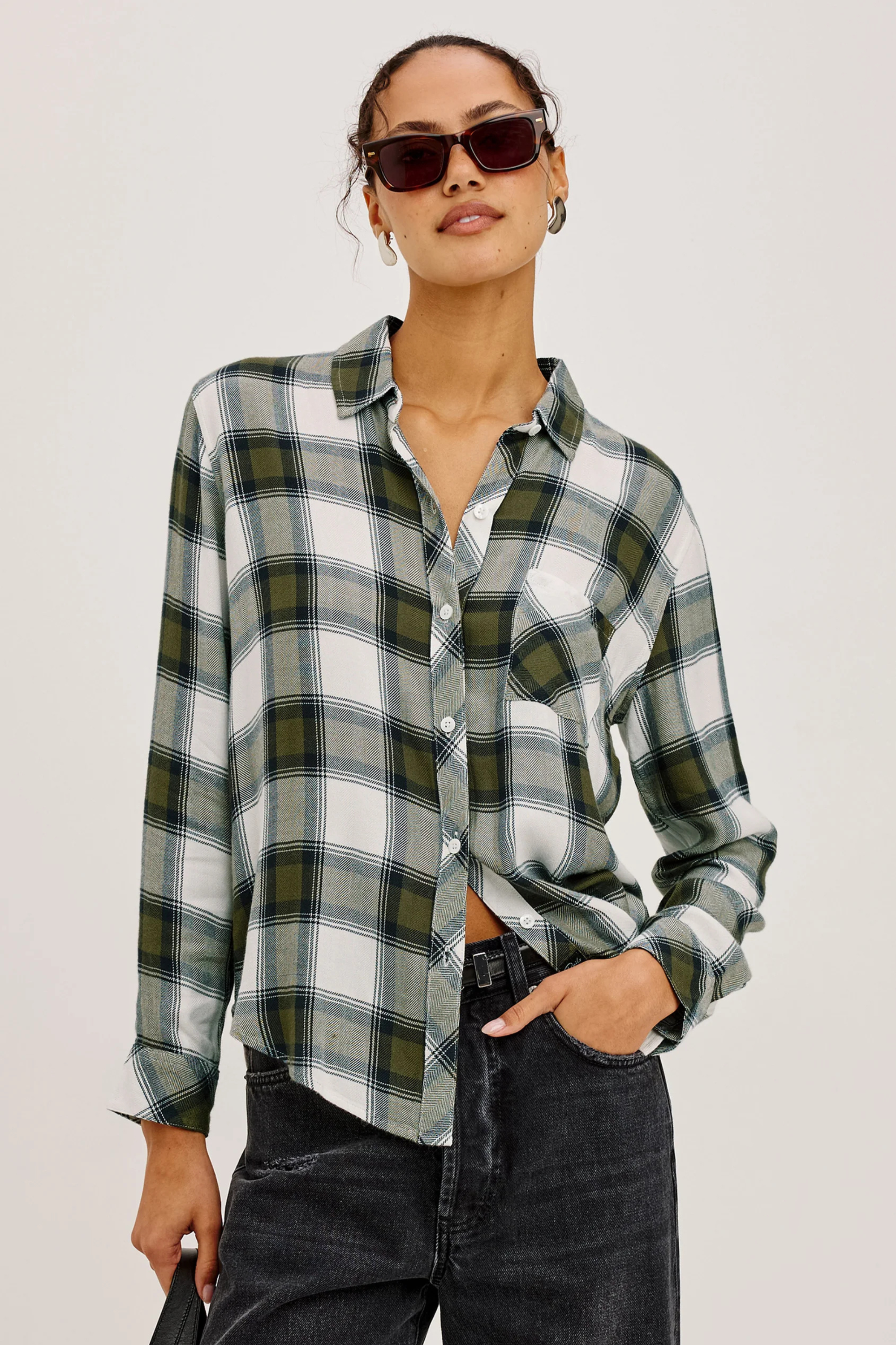 Rails Hunter Blouse in Olive Ivory