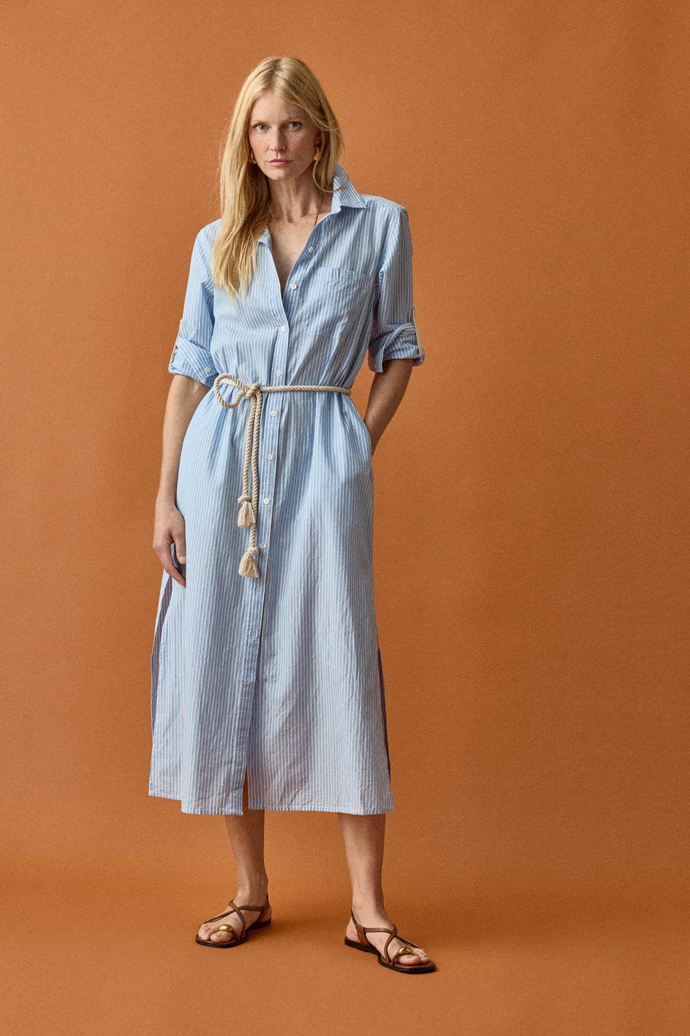 Lilla P Striped Maxi Shirt Dress