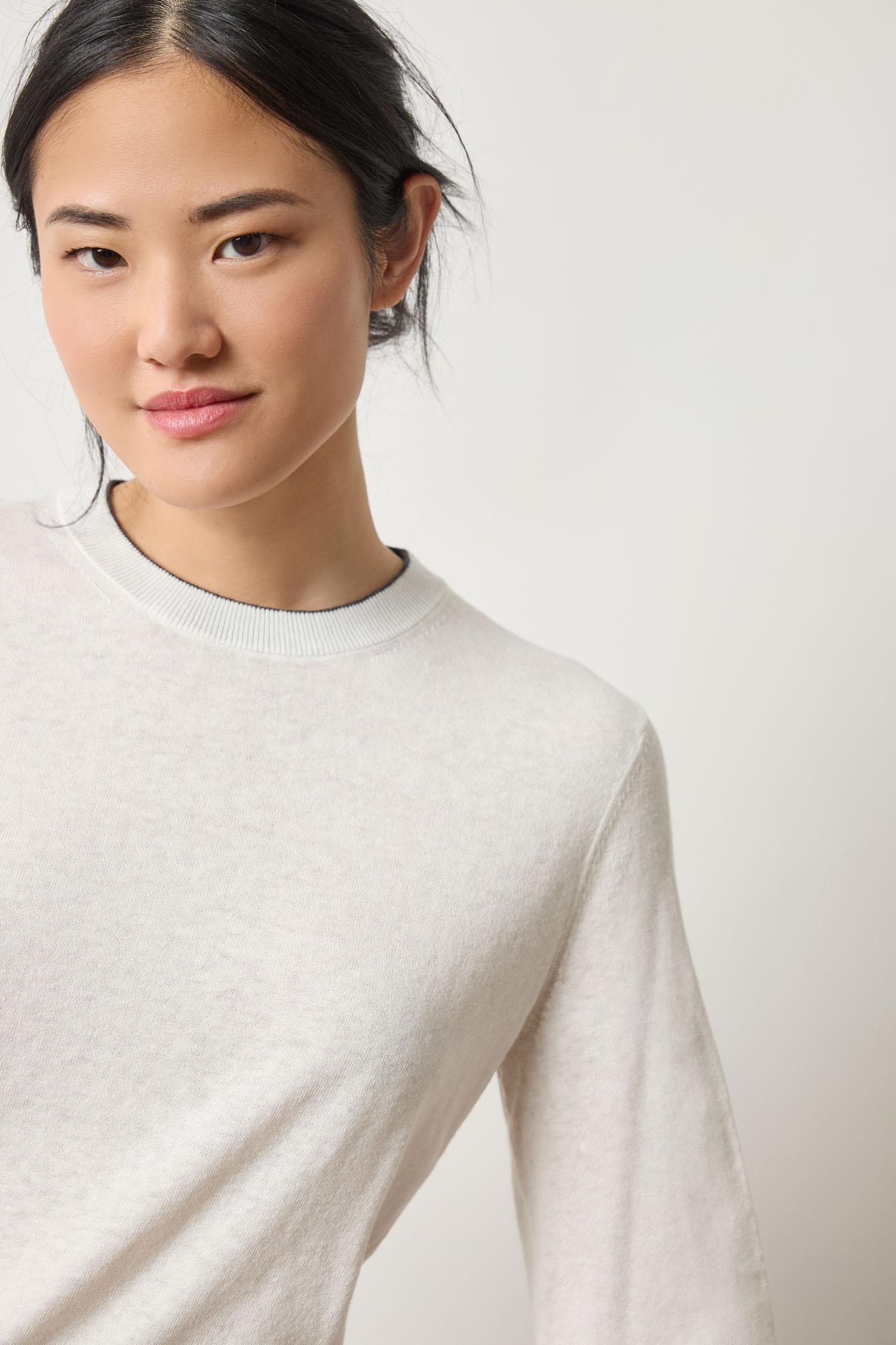 Lilla P Pleated Slv Crew Sweater