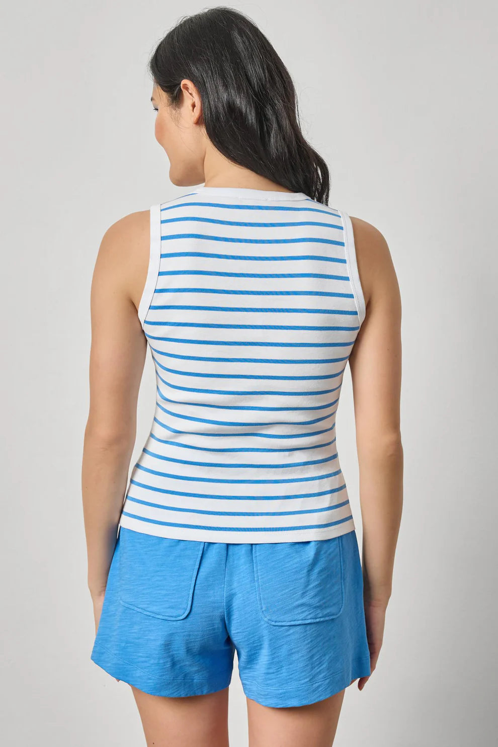 Lilla P Rib Stripe High Neck Tank