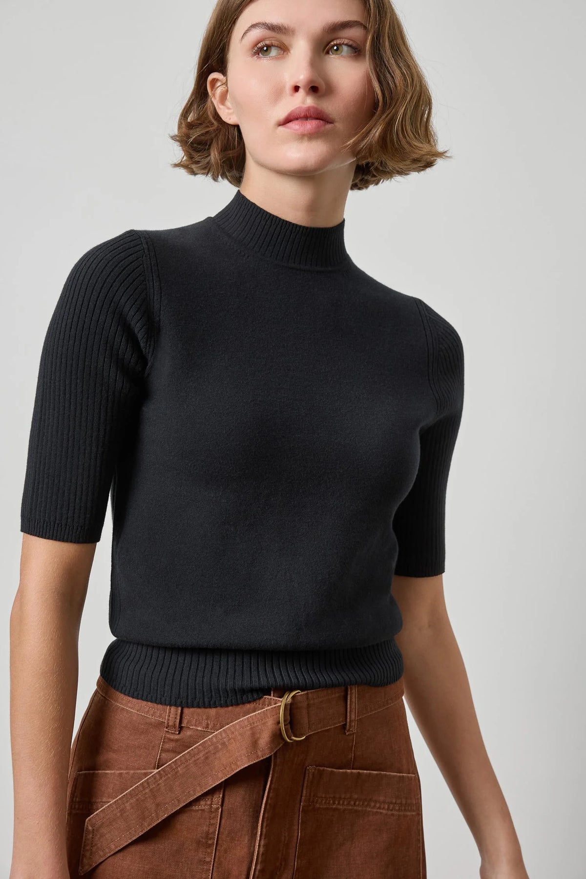 Lilla P Mock Neck S/S Sweater