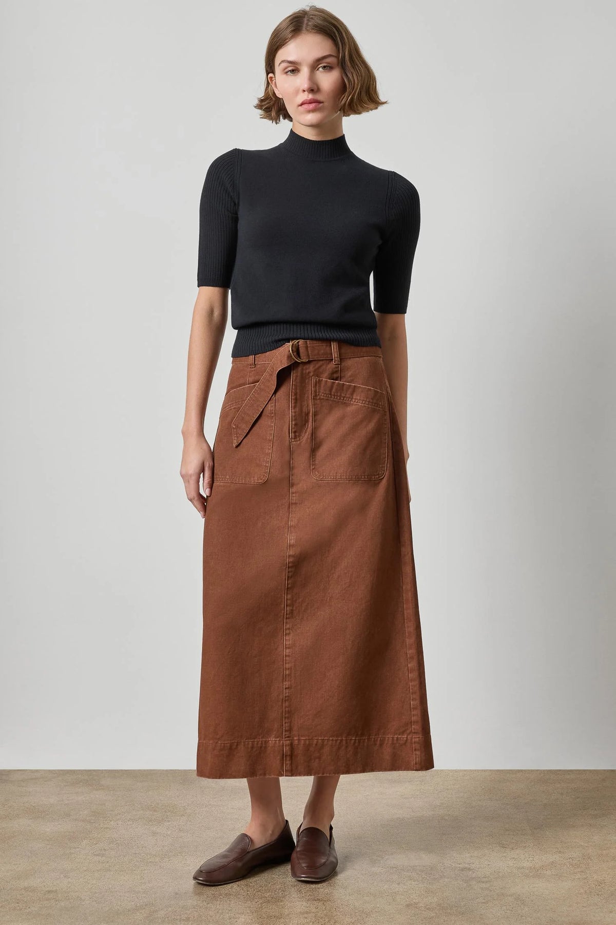 Lilla P Mock Neck S/S Sweater