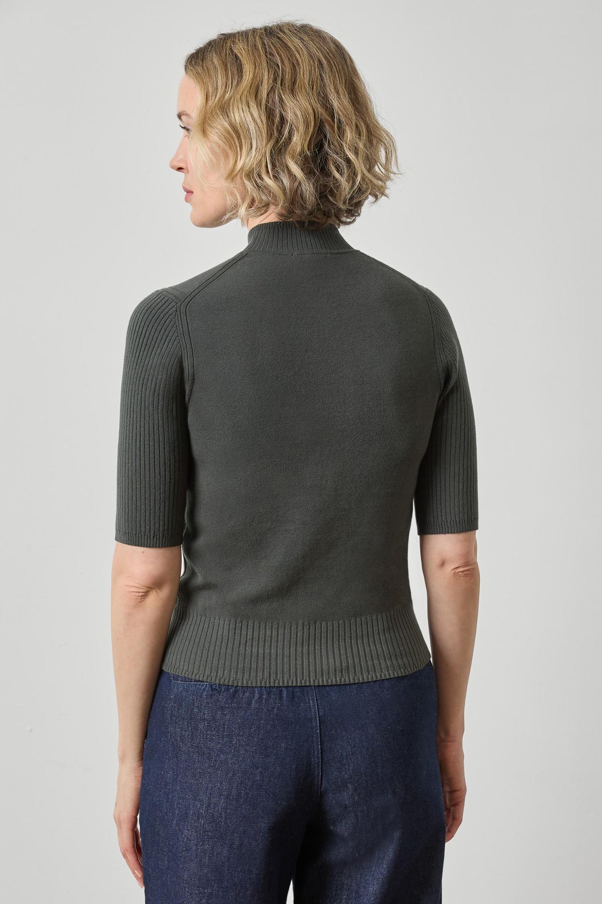 Lilla P Mock Neck S/S Sweater