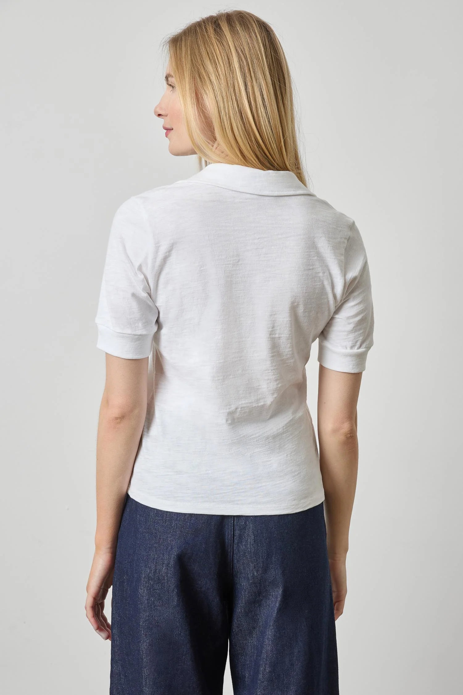 Lilla P Elbow Sleeve Collared Split Neck