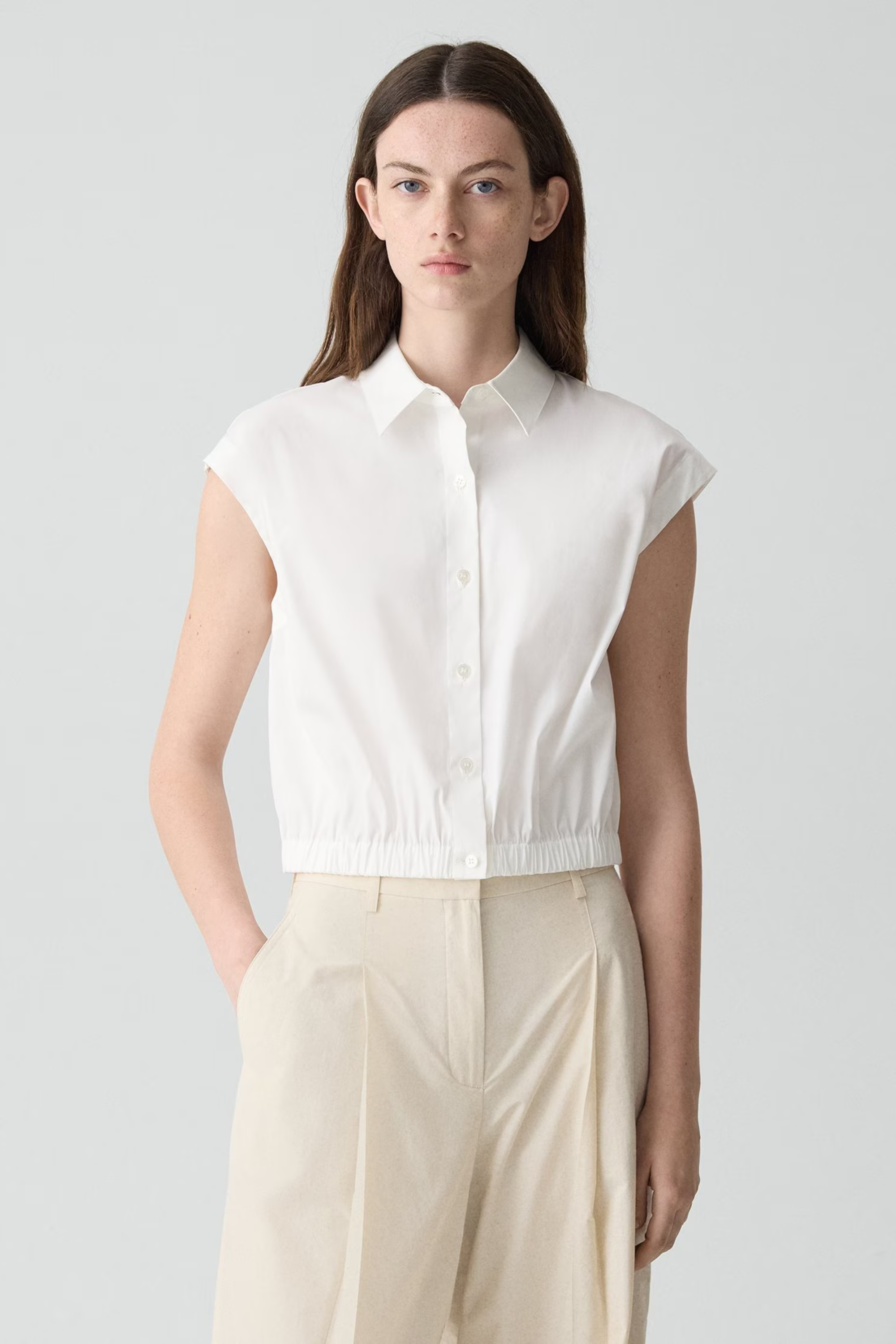 Theory Cap Sleeve Elastic Shirt