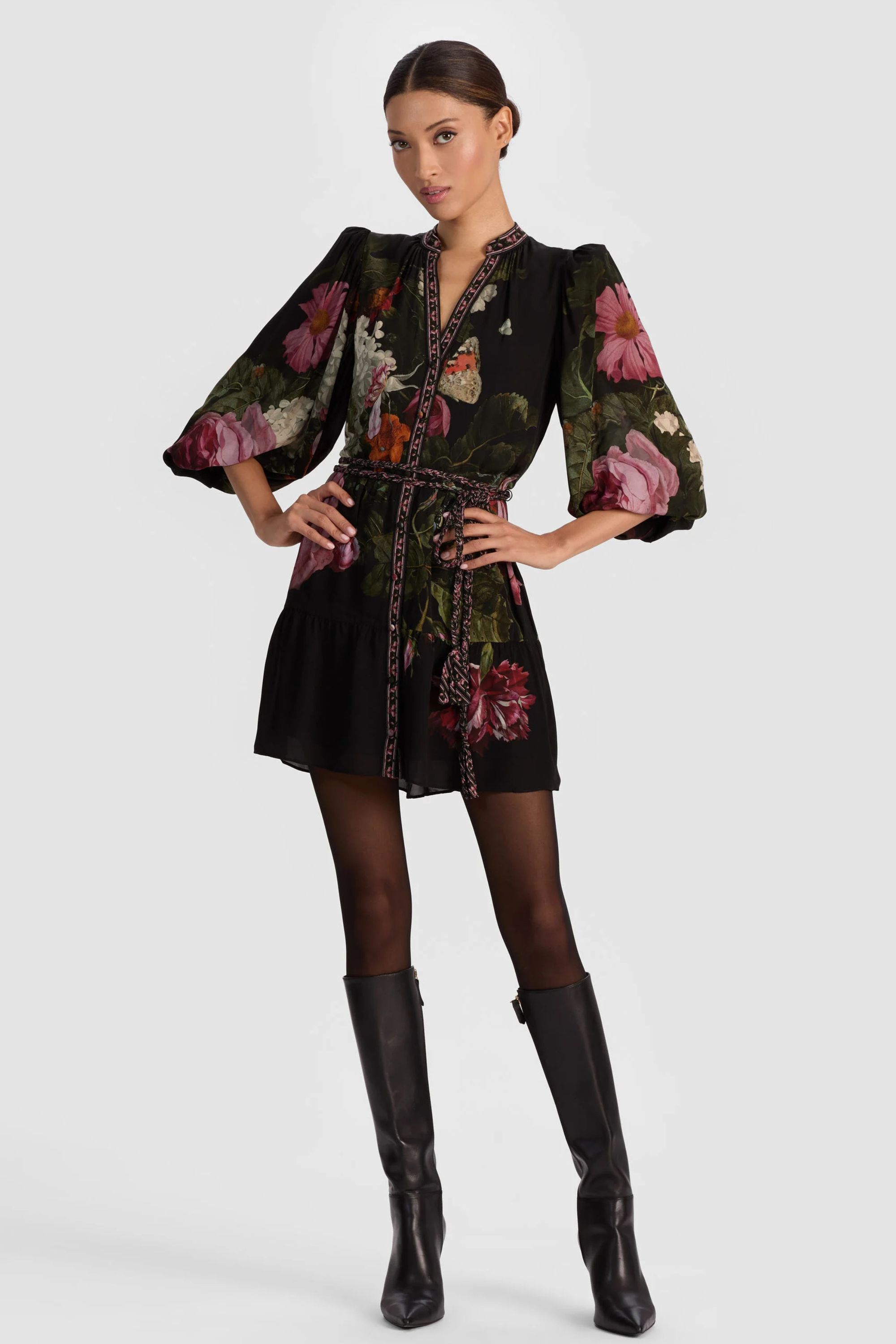 Alice + Olivia Antonette Button Front Mini Dress