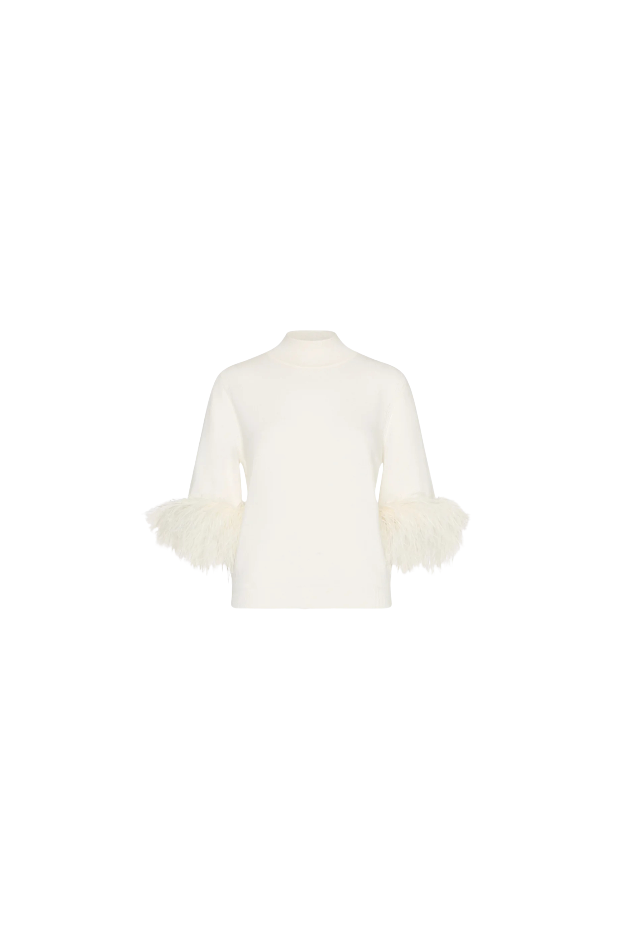 Milly Short Sleeve Feather Mockneck Sweater