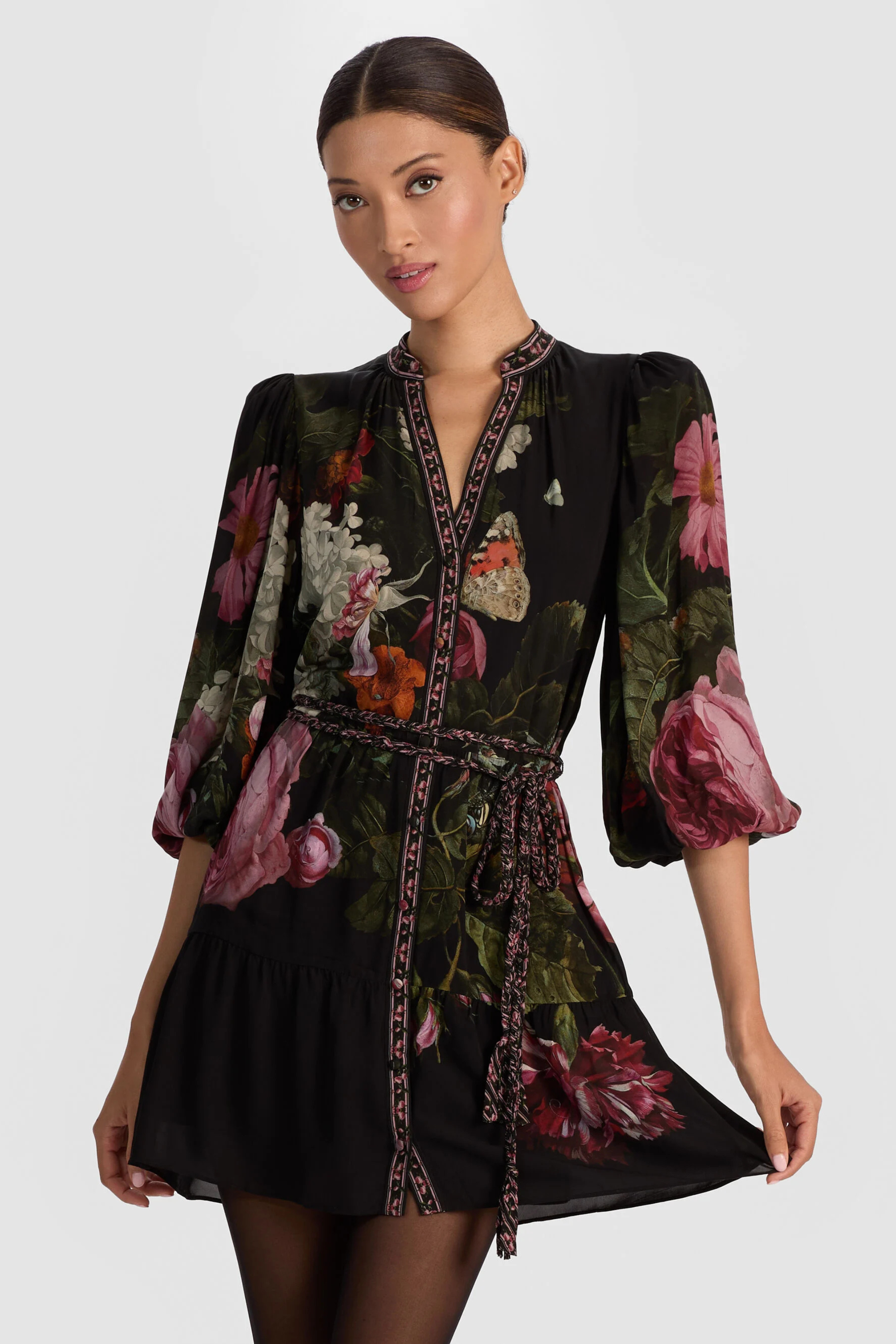 Alice + Olivia Antonette Button Front Mini Dress