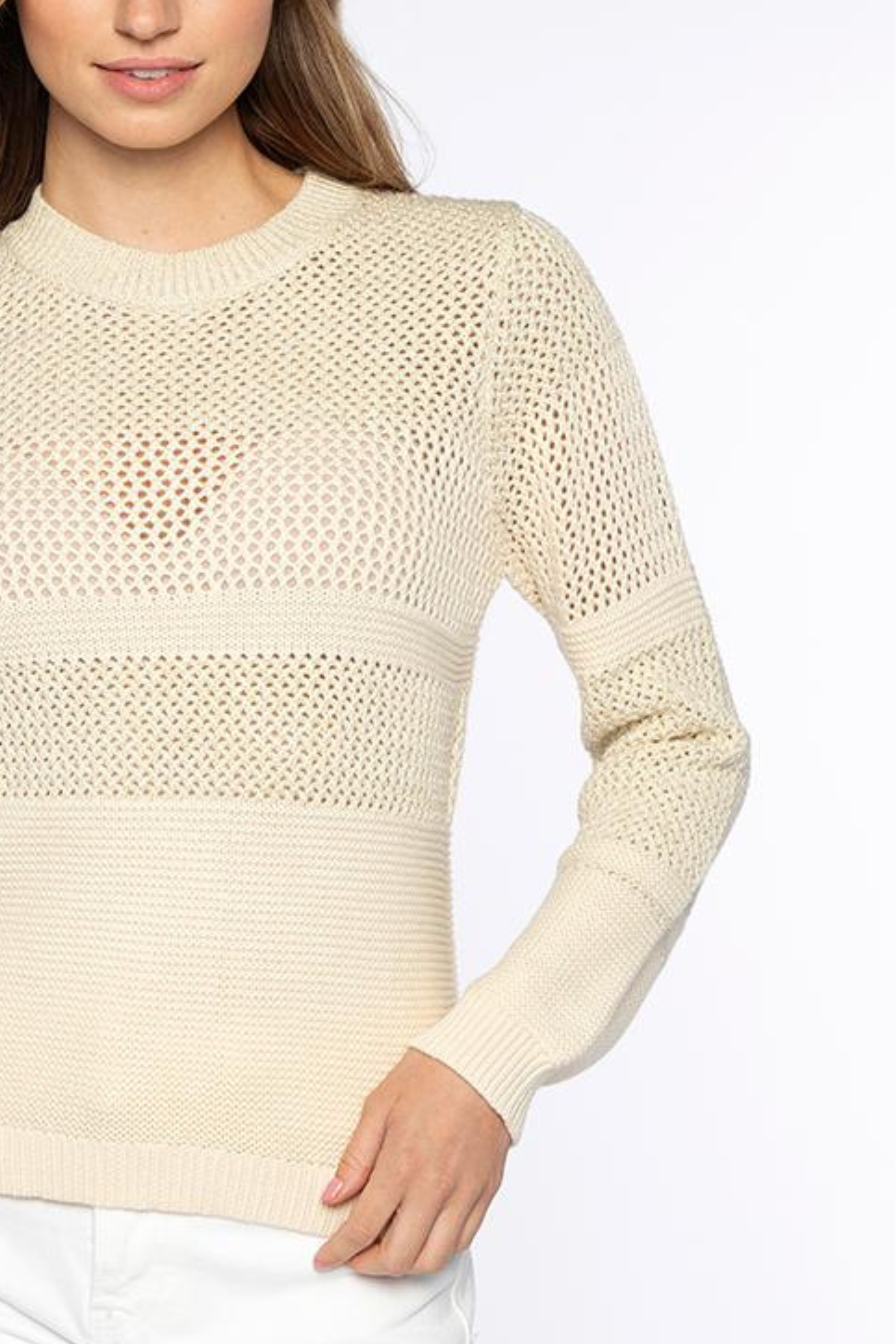 Kinross Mixed Stitch Lurex Crew