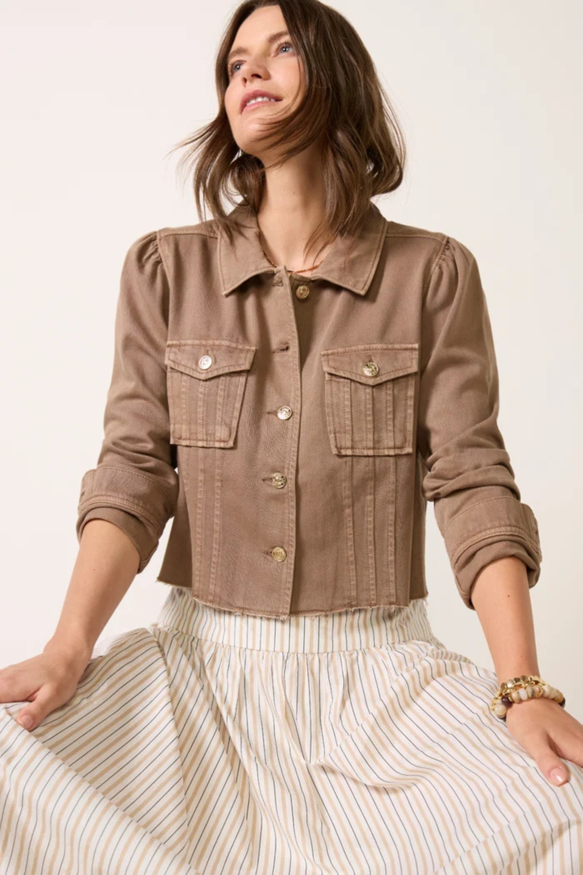 Paige Cropped Pacey Jacket in Vintage Canewood