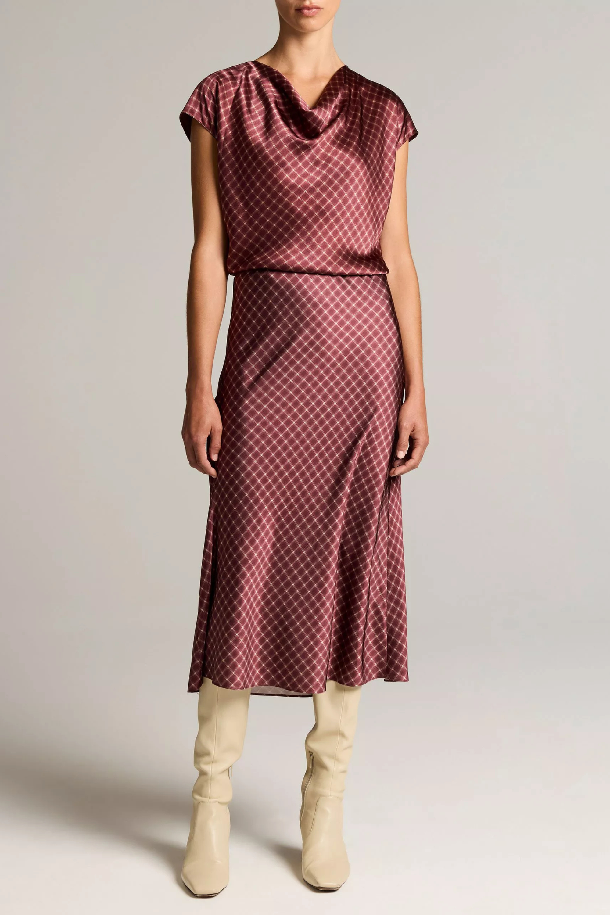 Vince Plaid Ombre Slip Skirt