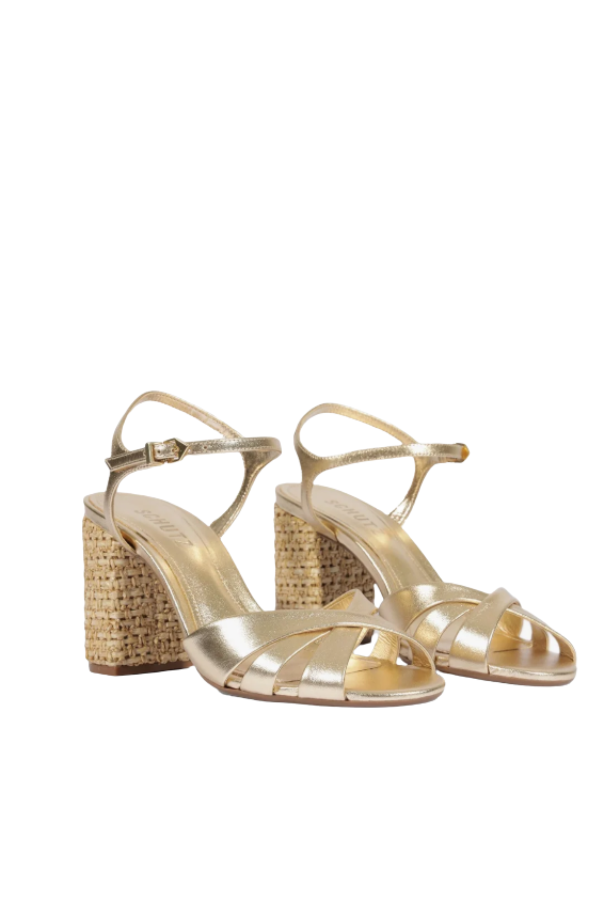 Schutz Keefa Raffia High Block Heel