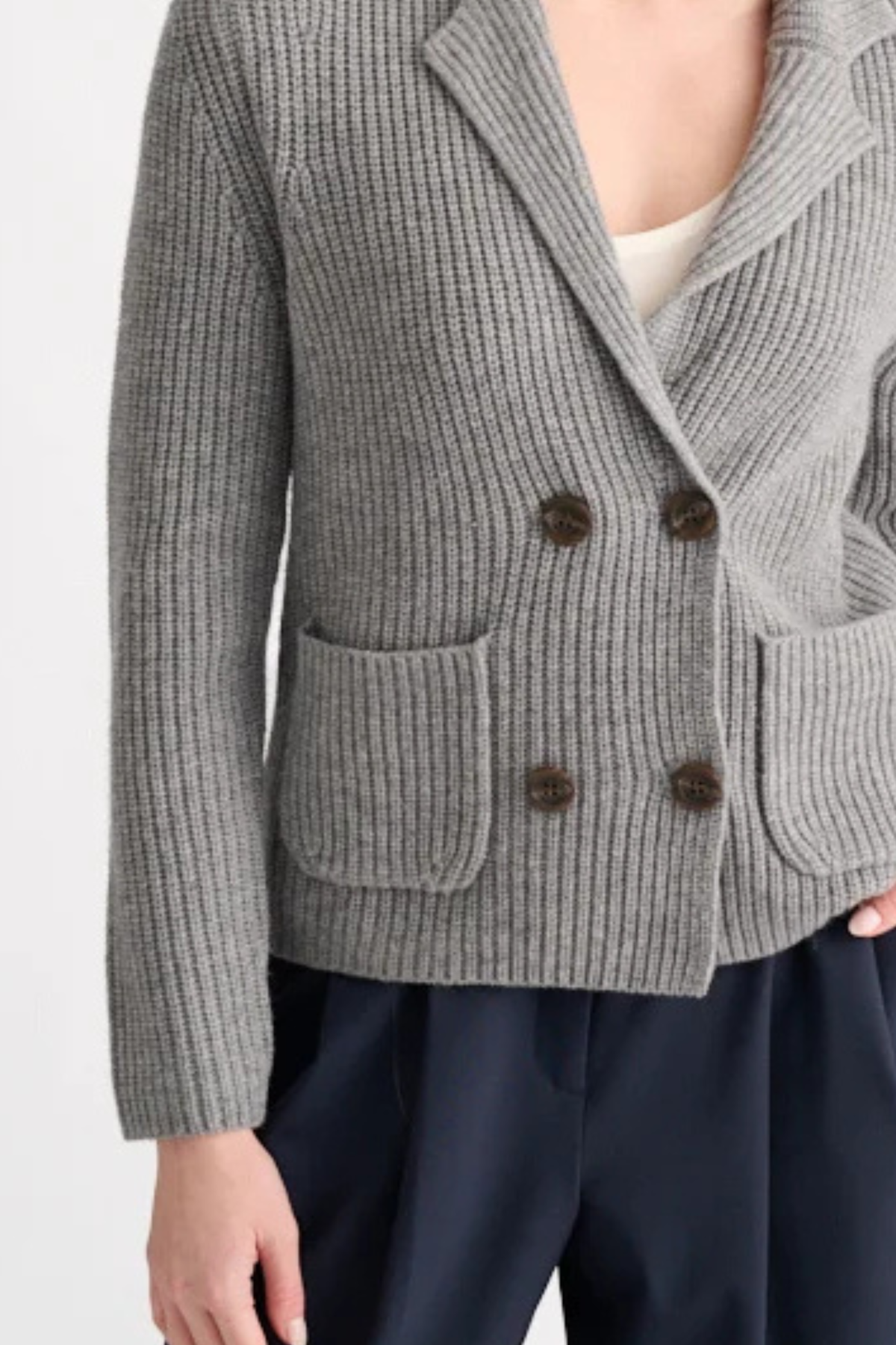 Kinross Rib Notch Collar Cardi