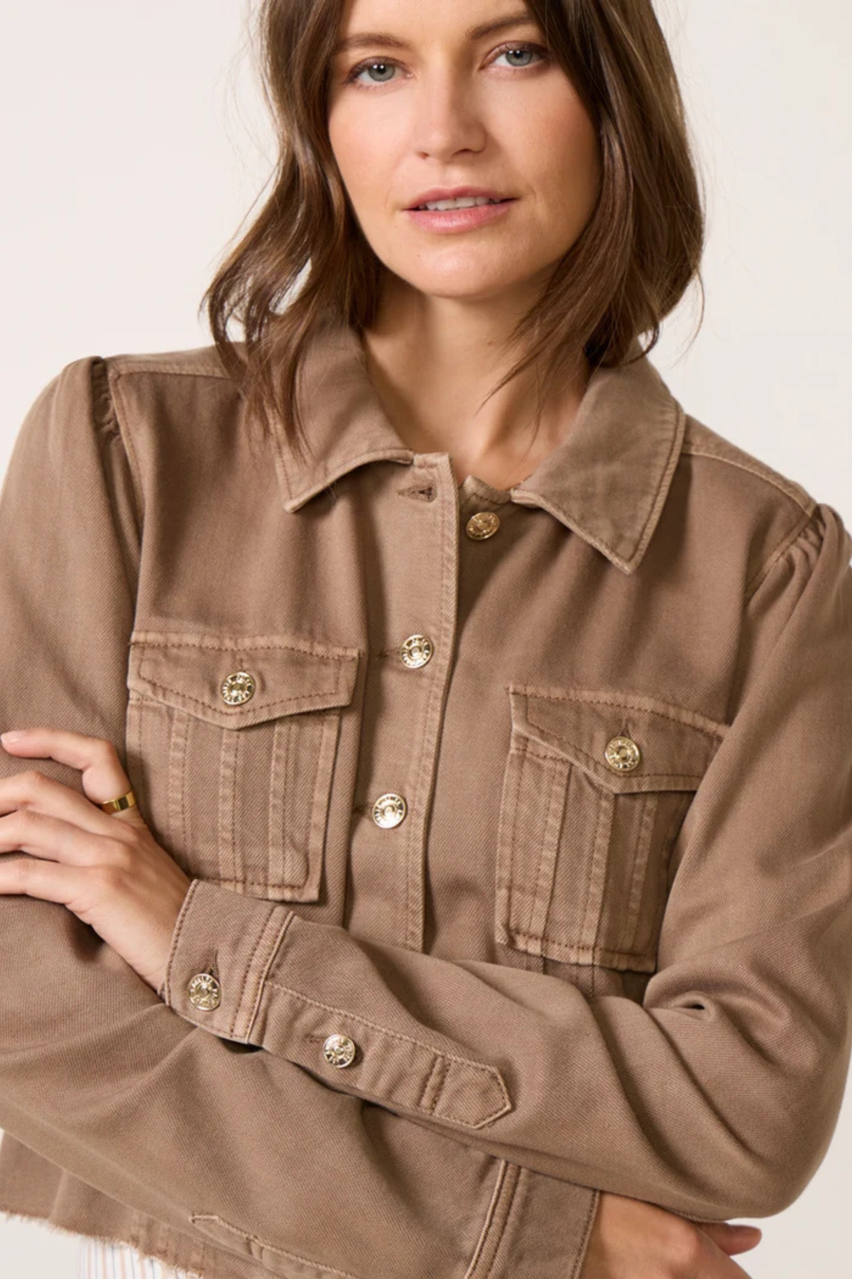 Paige Cropped Pacey Jacket in Vintage Canewood