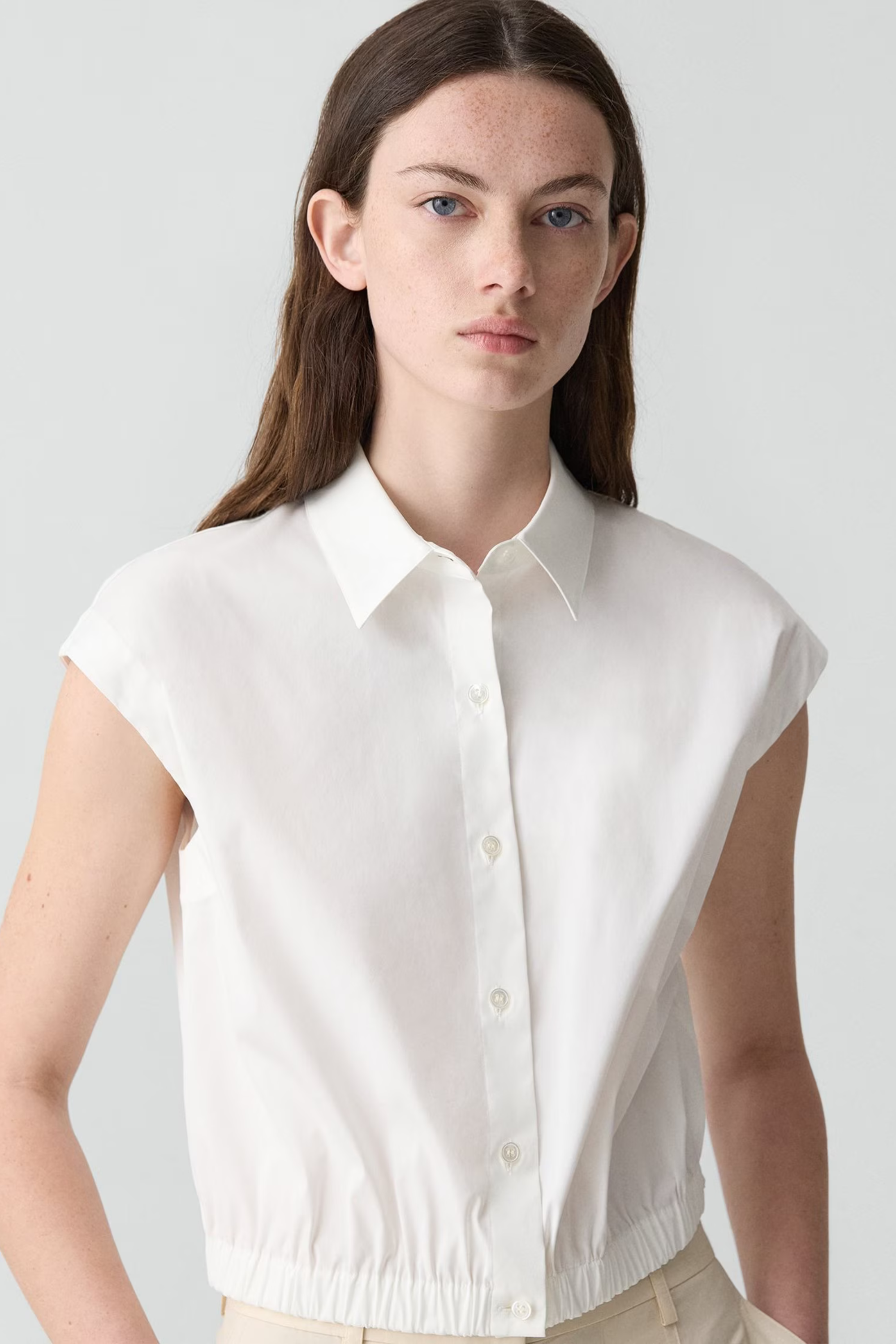 Theory Cap Sleeve Elastic Shirt