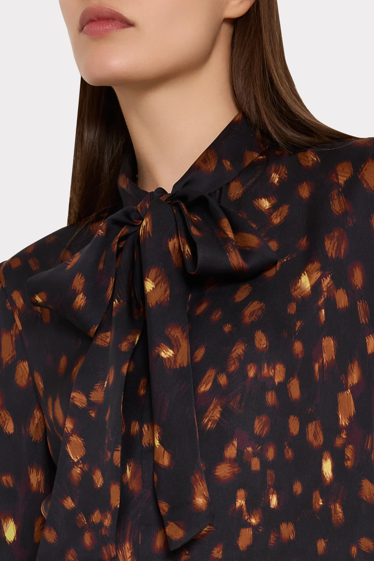 Milly Printed Tie Neck Silk Blouse