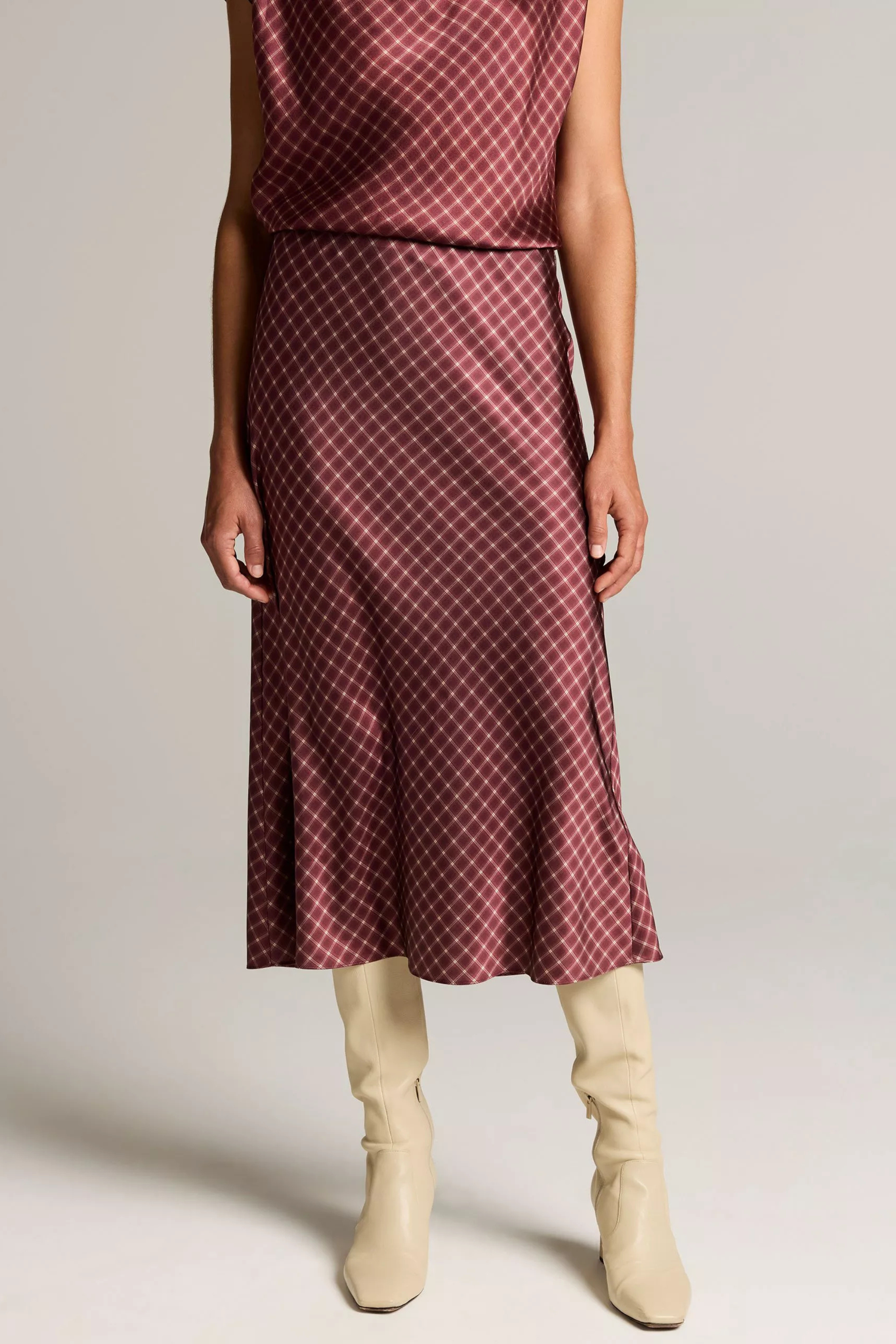 Vince Plaid Ombre Slip Skirt