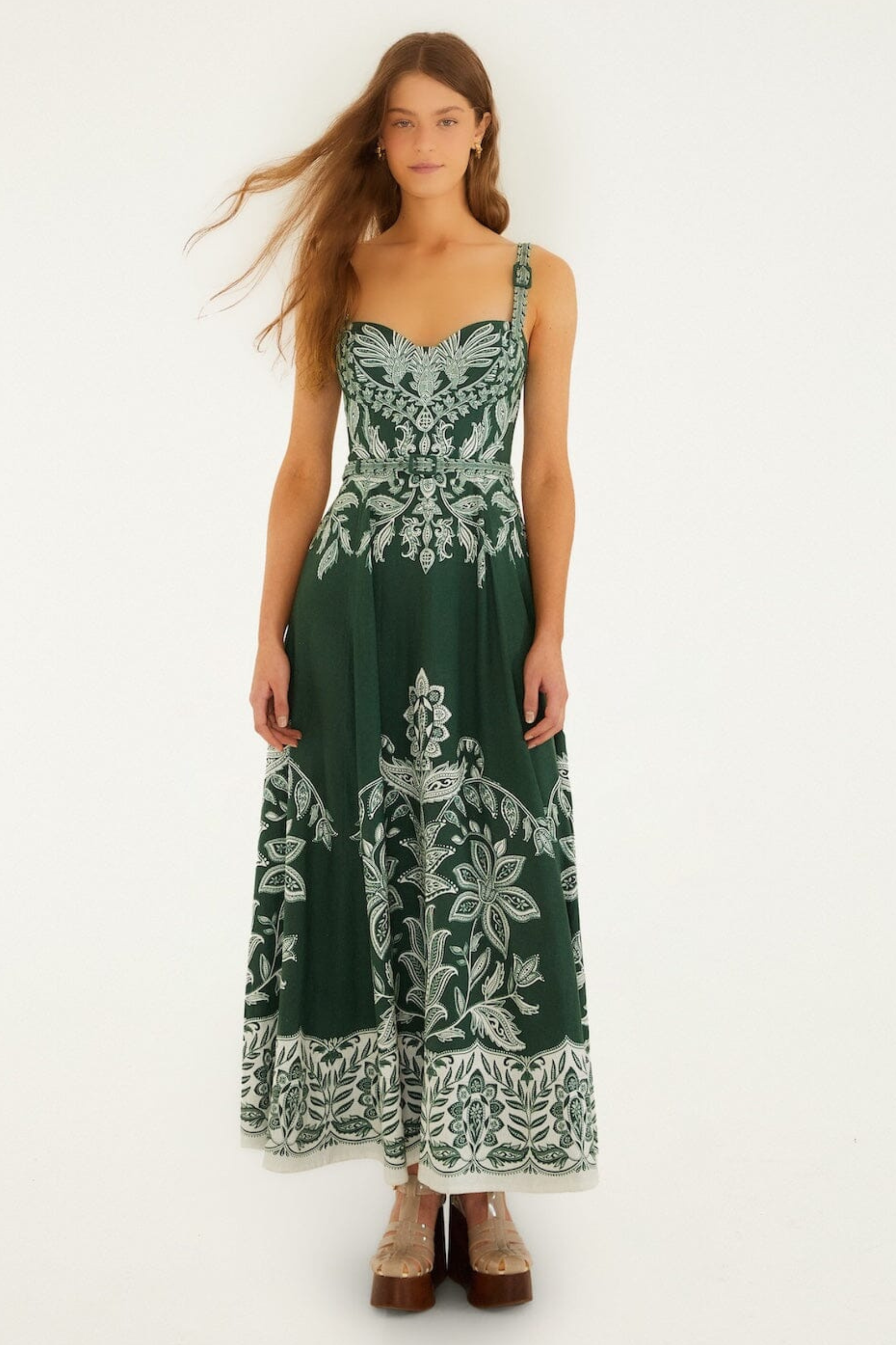 Farm Rio Miranda Belt Buckle Maxi Dress