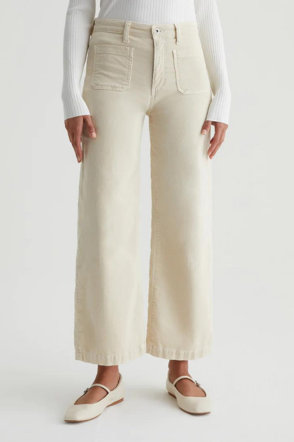 Posh Company Ivory Pleated High-Waisted Trouser Pants