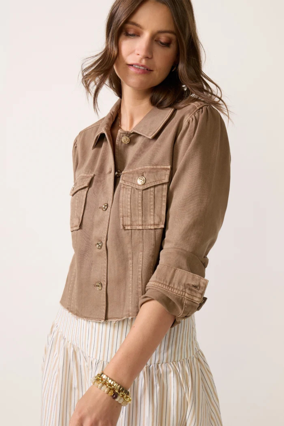Paige Cropped Pacey Jacket in Vintage Canewood