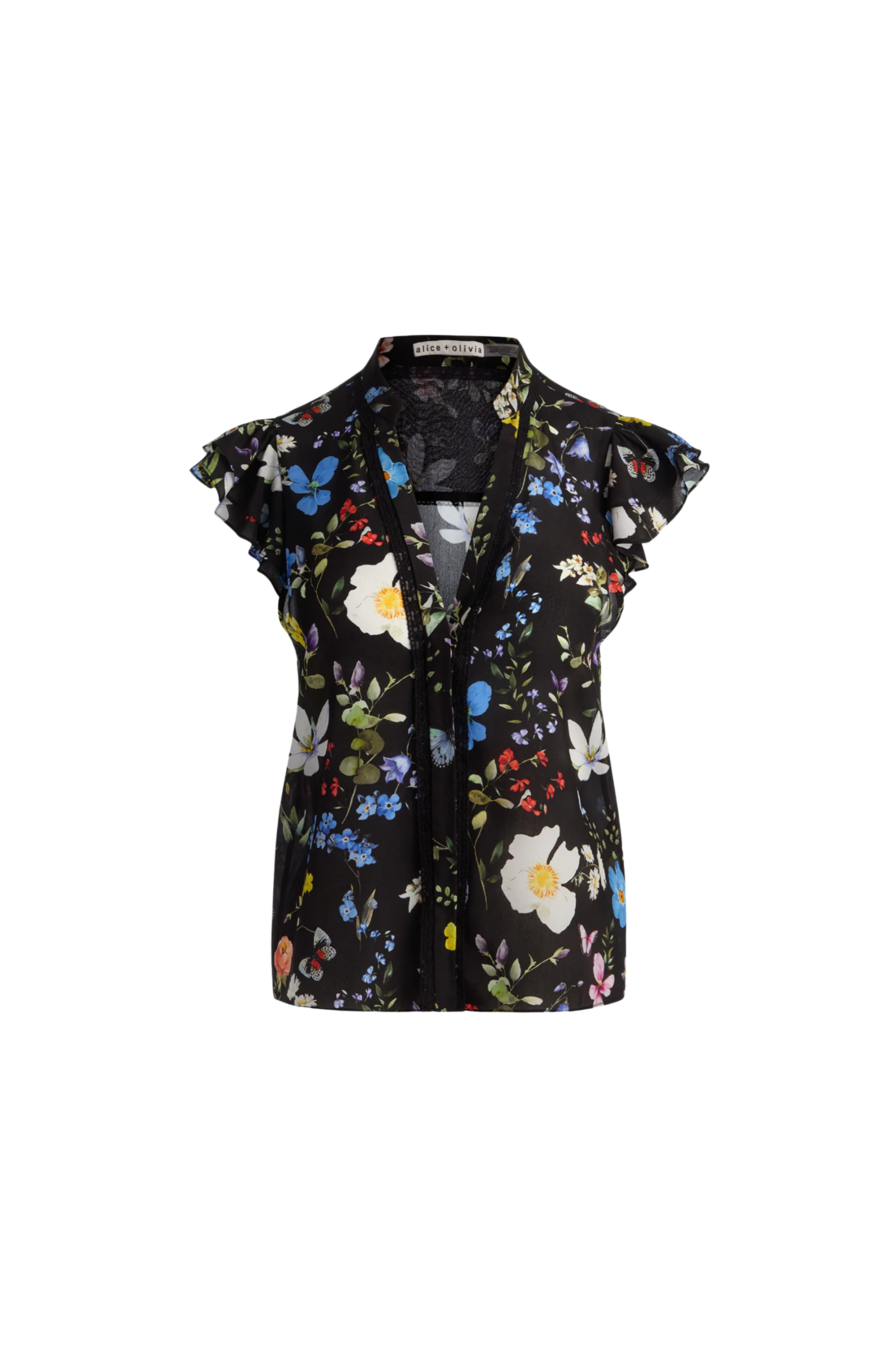 Alice + Olivia Arlette Flutter Sleeve Blouse in Twisting Vines