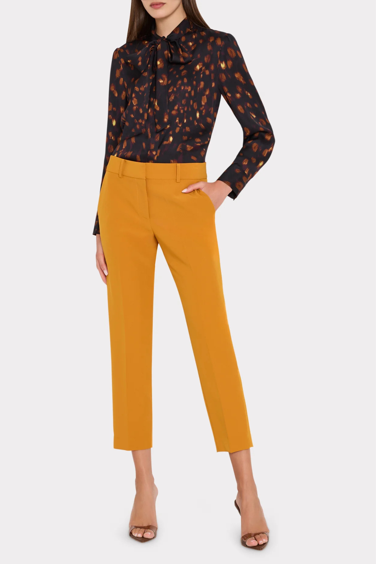 Milly Printed Tie Neck Silk Blouse