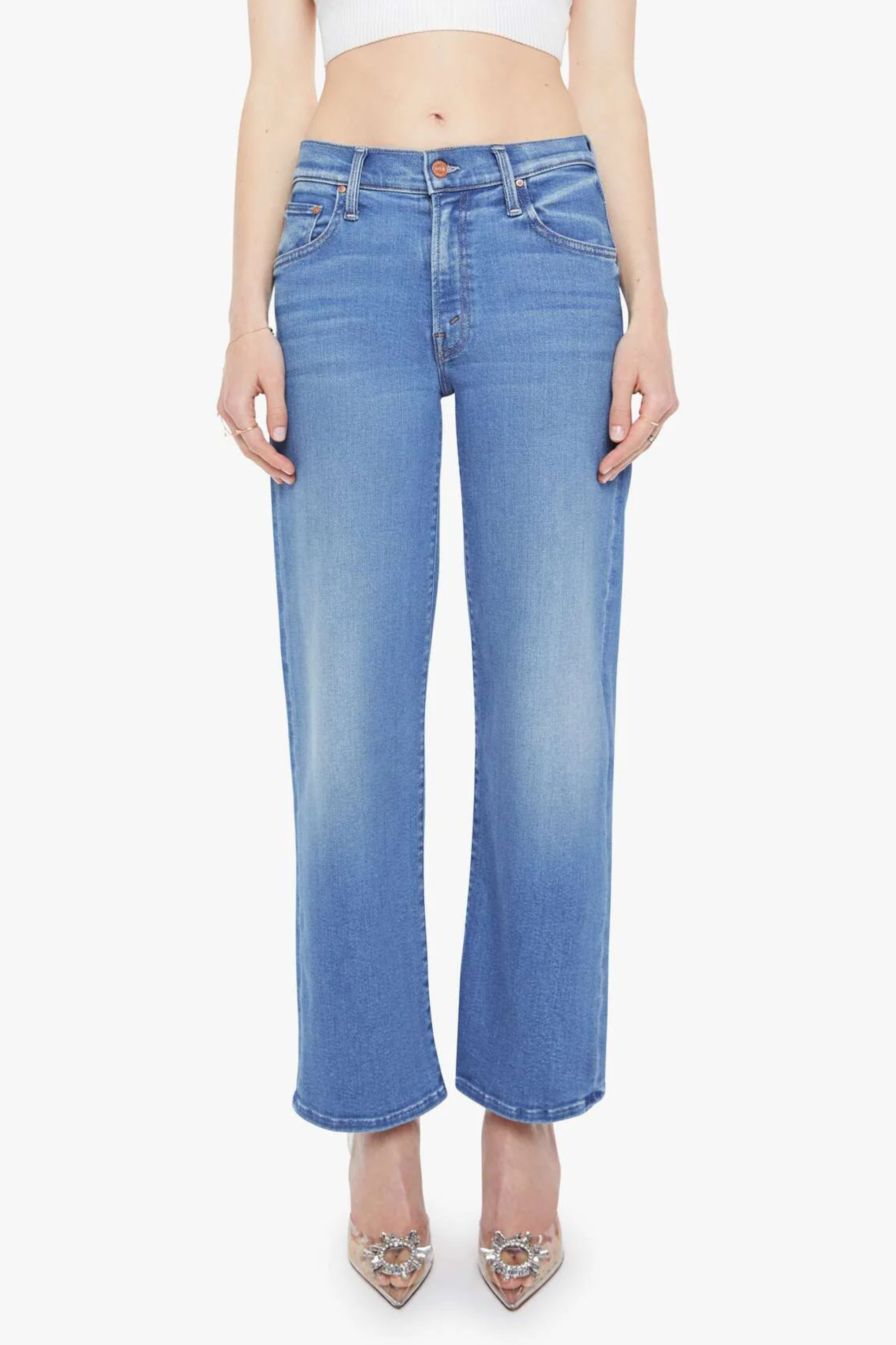 Mother Mid Rise Rambler Zip Ankle in Piece