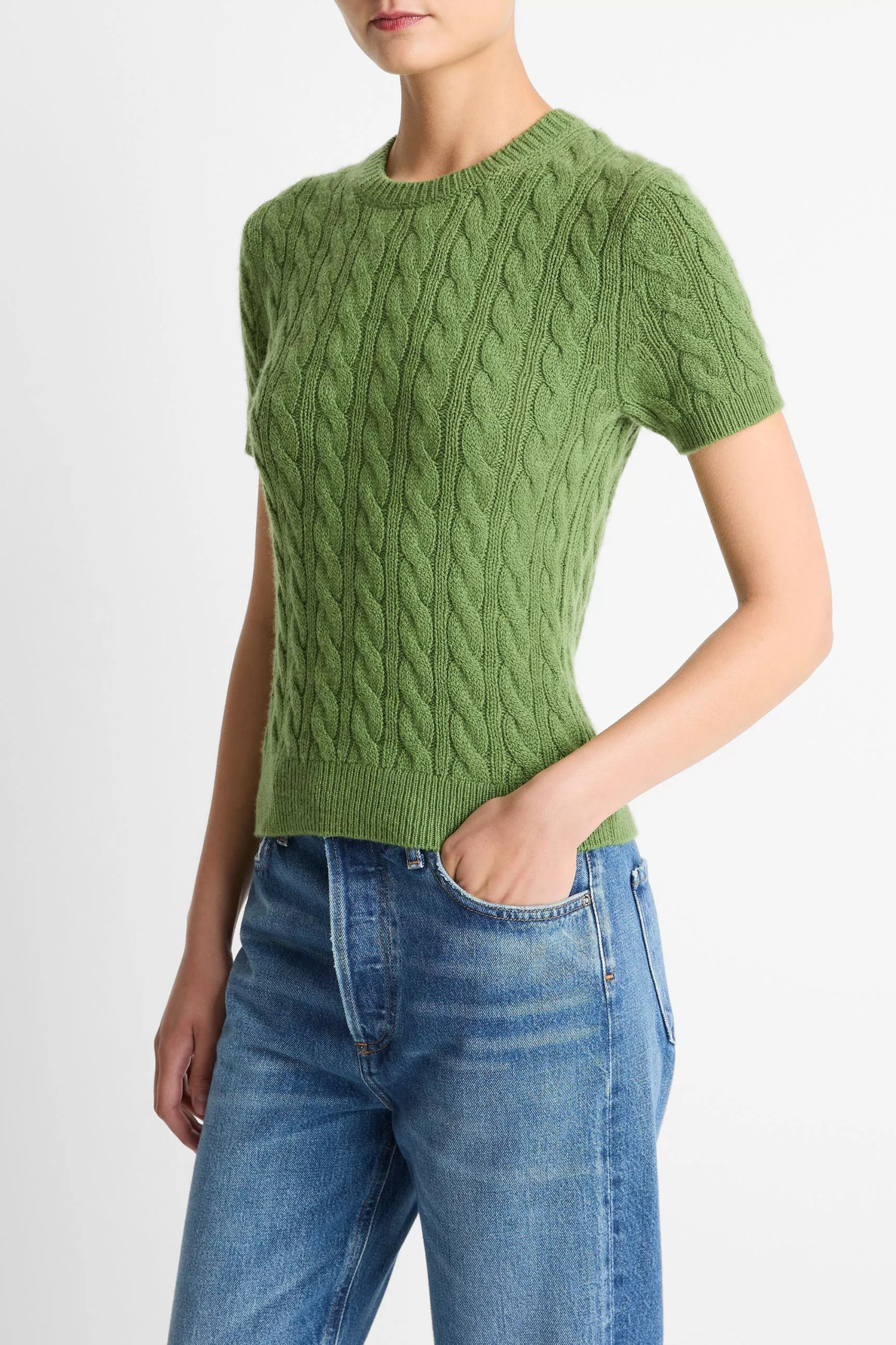 Vince Cashmere Blend Cable Tee