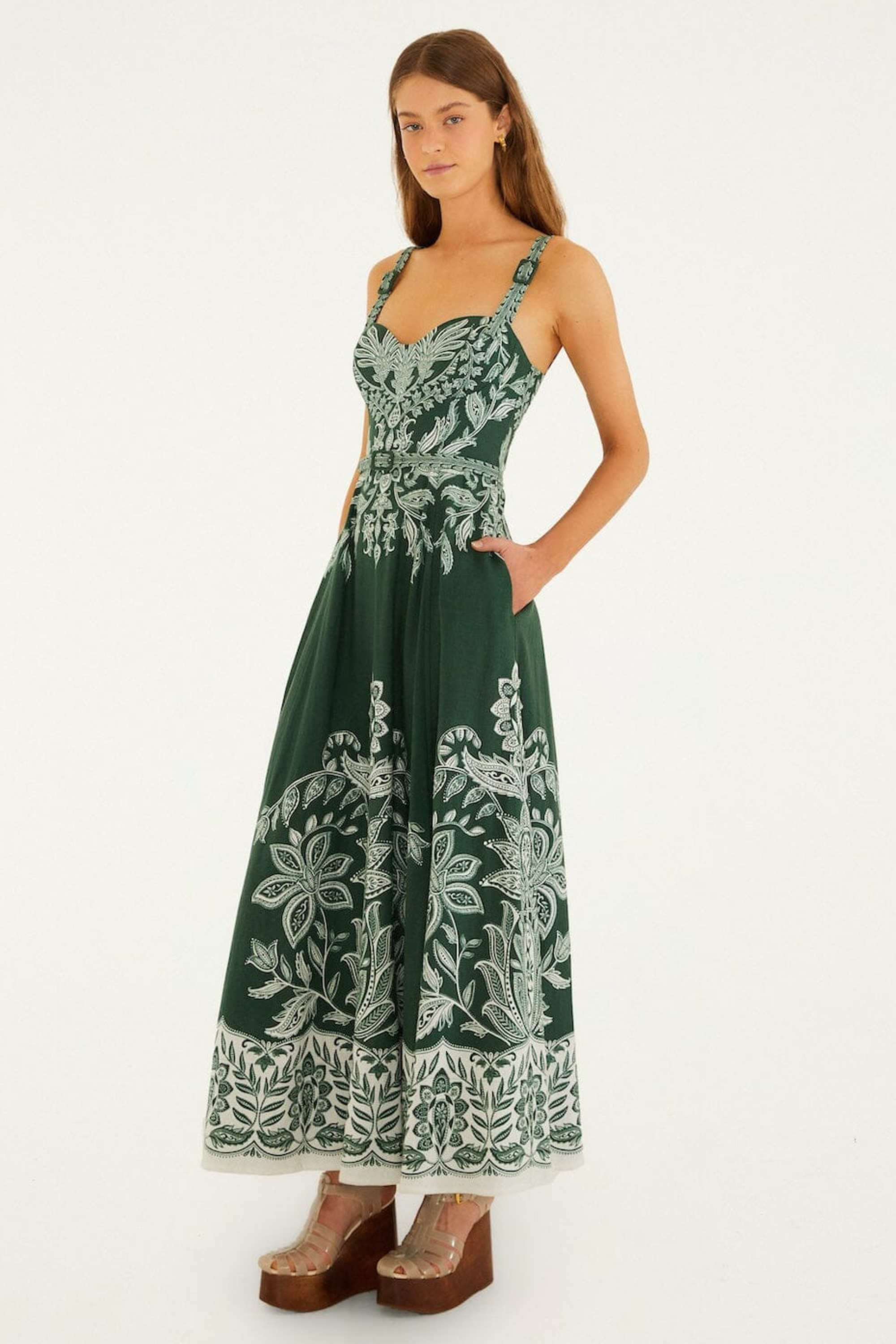 Farm Rio Miranda Belt Buckle Maxi Dress