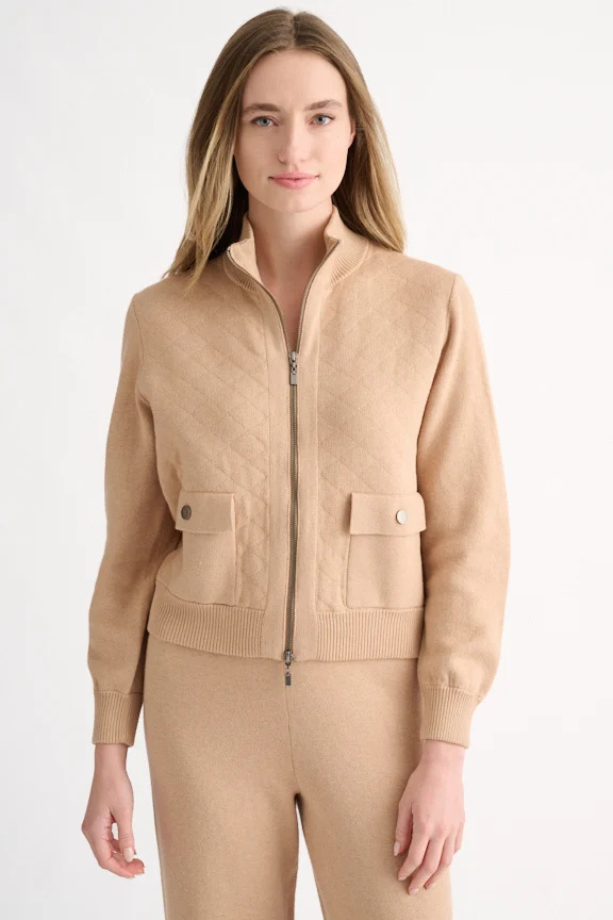 Kinross Quilted Zip Mock Cardi