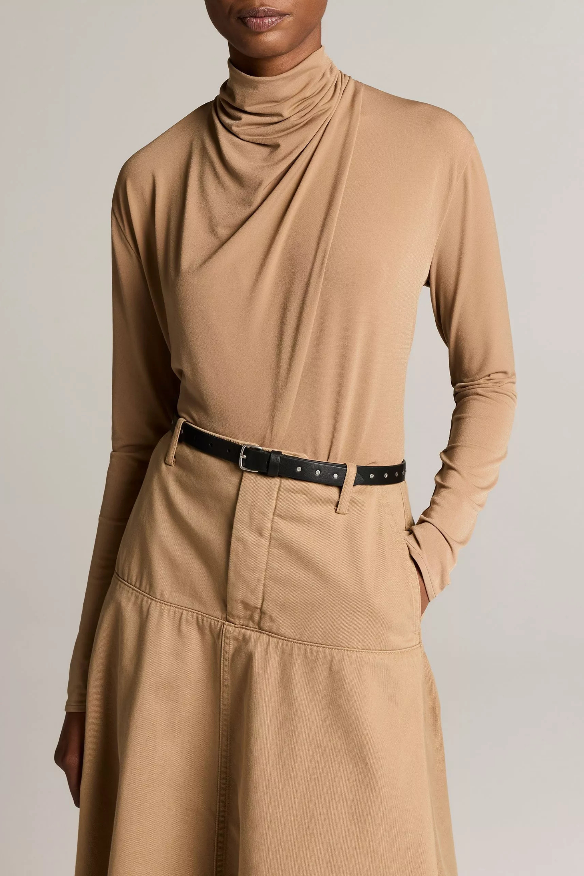 Vince Long Sleeve Draped Cowl Blouse