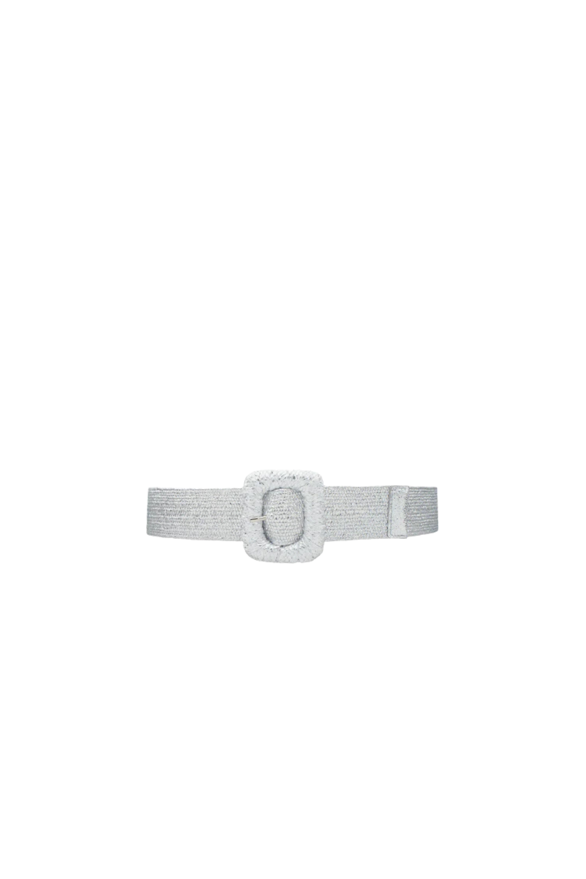 Walker & Wade Rectangle Metallic Straw Buckle Belt