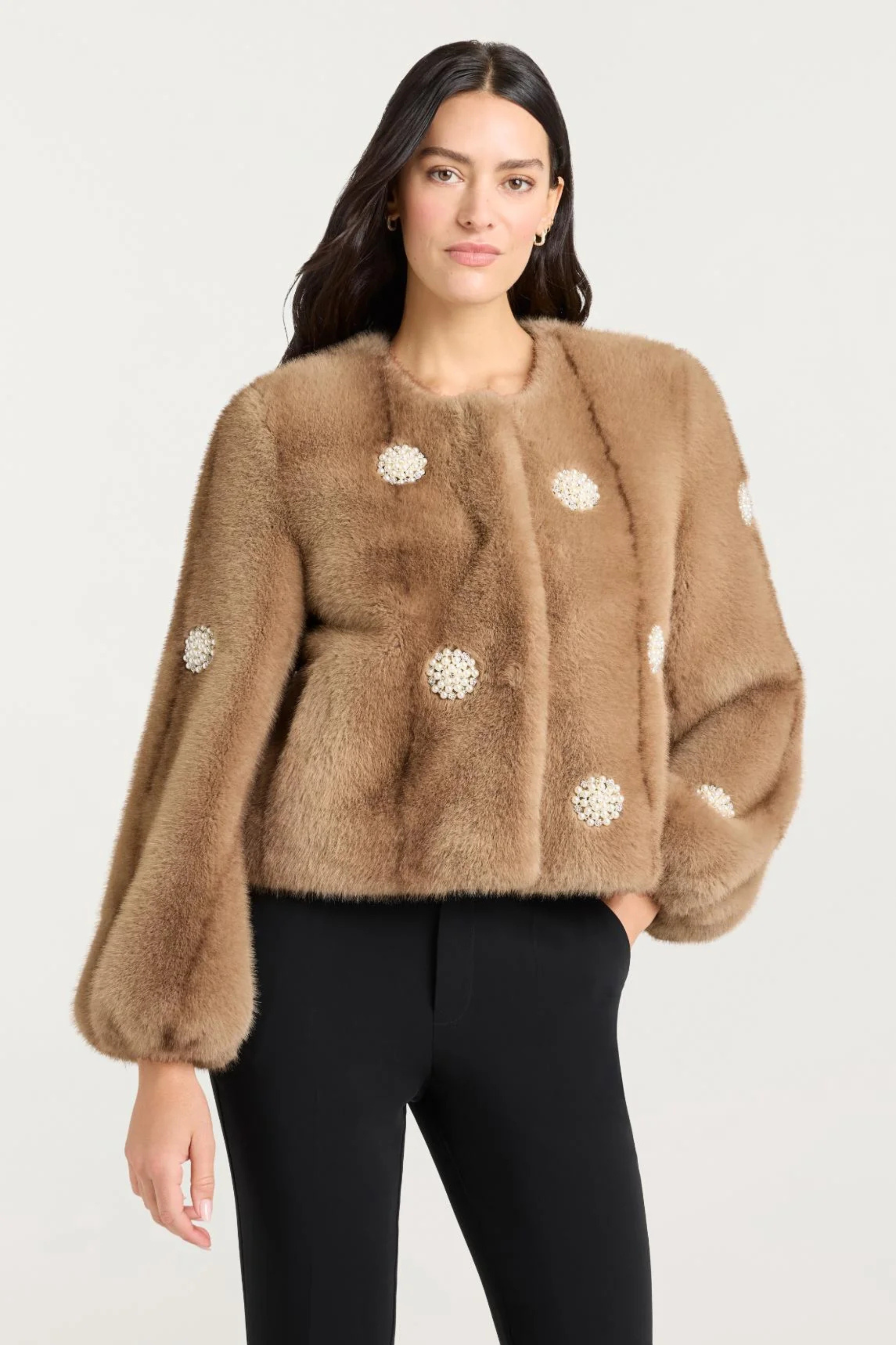 Cinq a Sept Pearl Faux Mink Benson Coat
