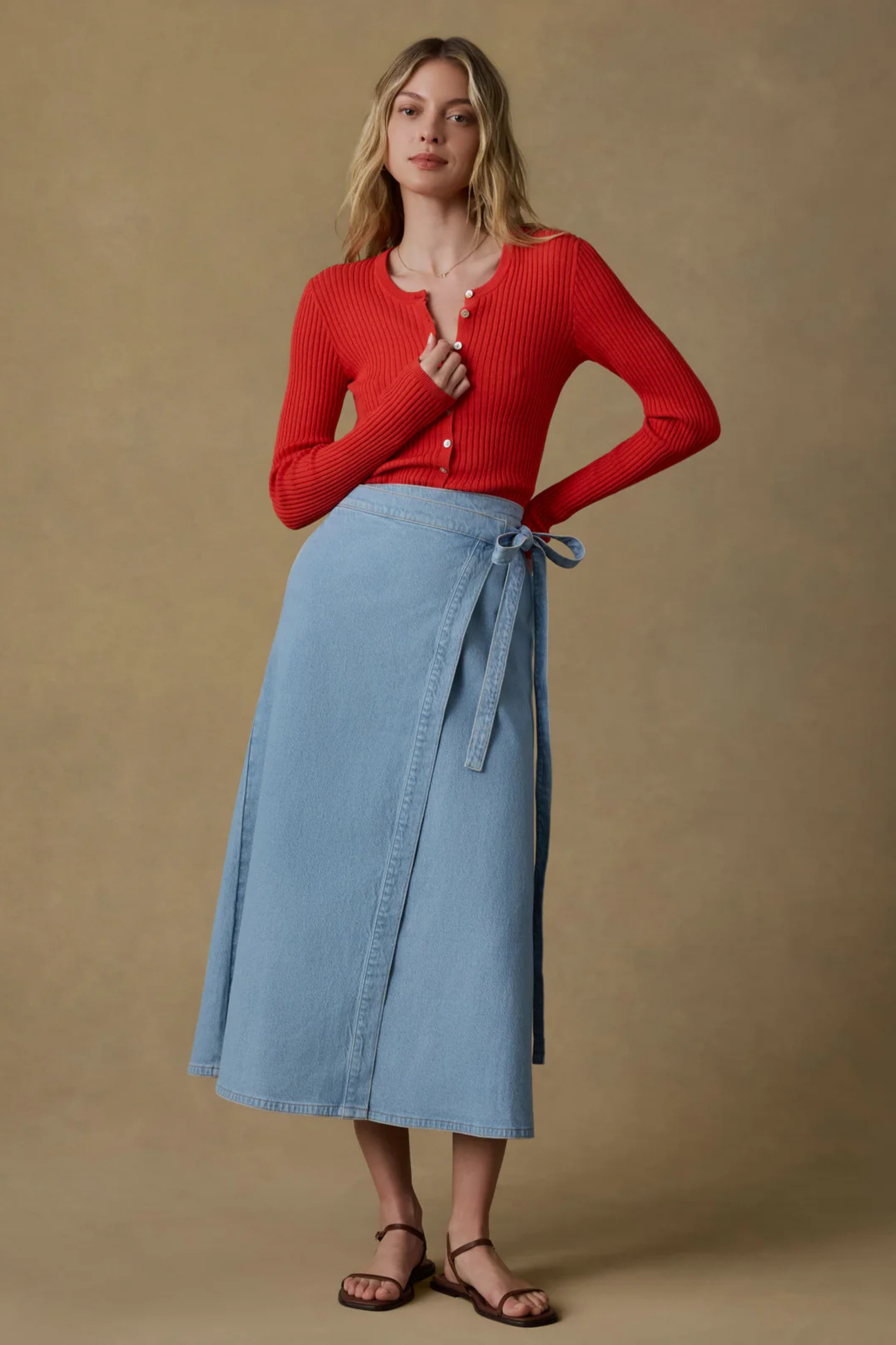 Faherty Solstice Denim Wrap Skirt