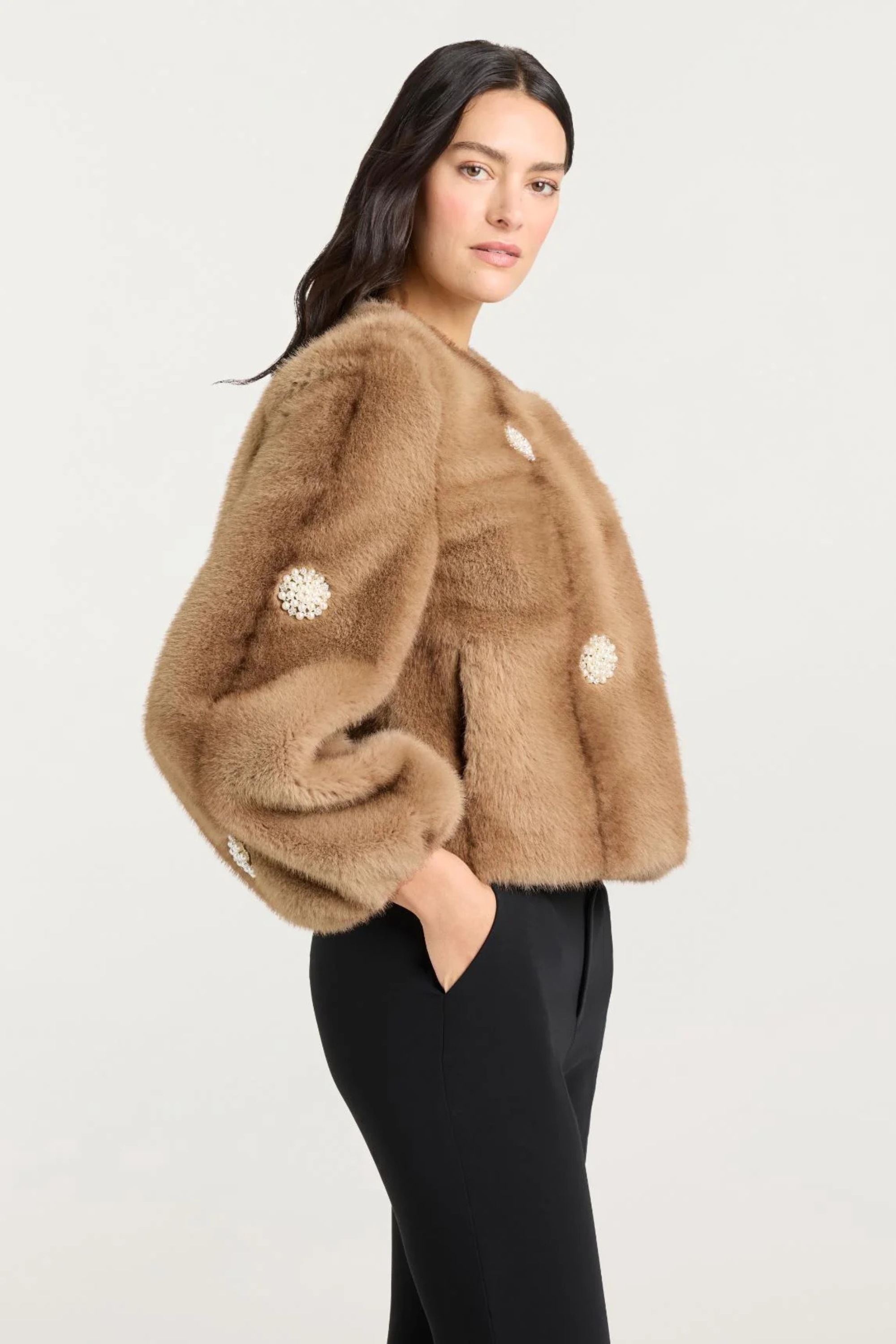 Cinq a Sept Pearl Faux Mink Benson Coat