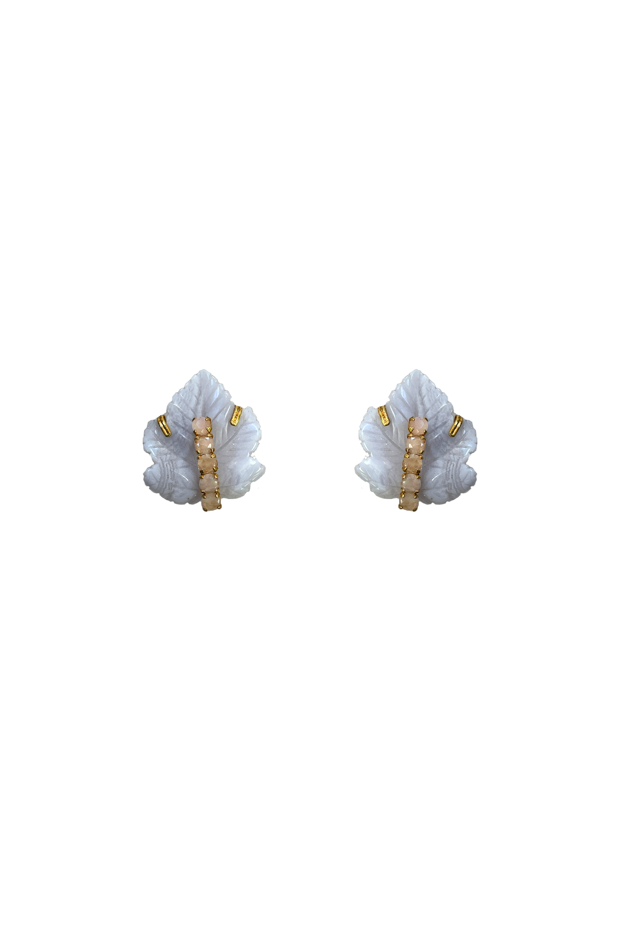 Bounkit Leaf Vertical Gem Earring