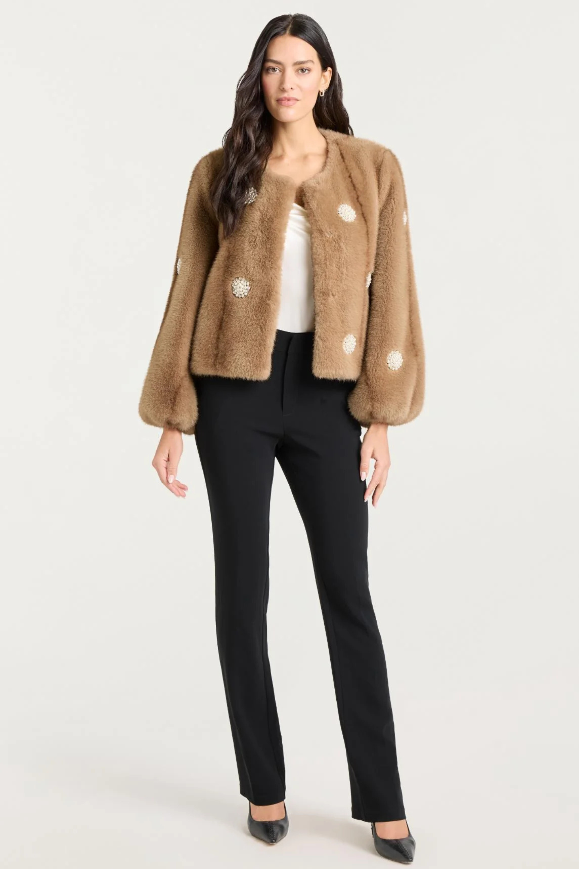 Cinq a Sept Pearl Faux Mink Benson Coat