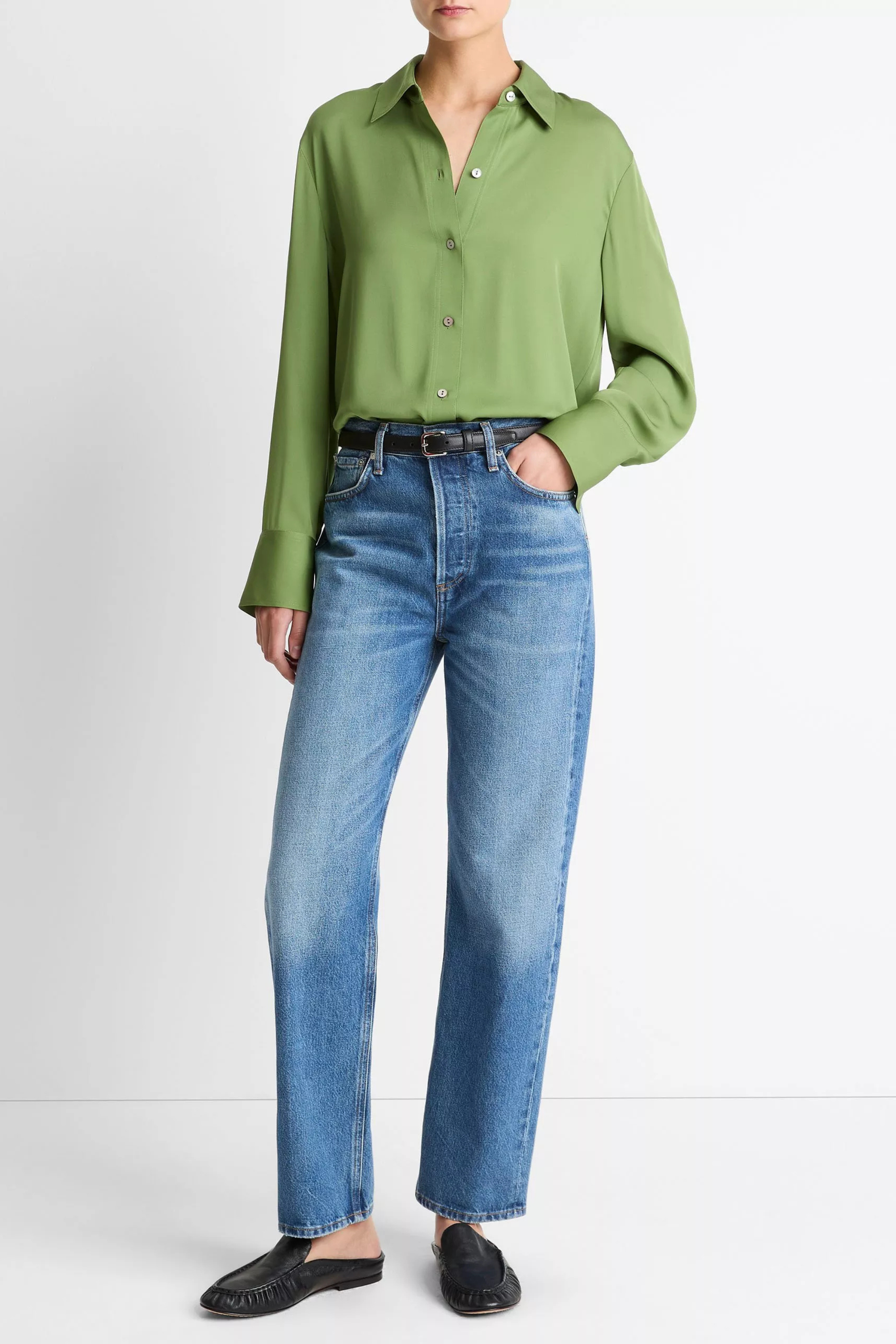 Vince Long Sleeve Button Down Blouse