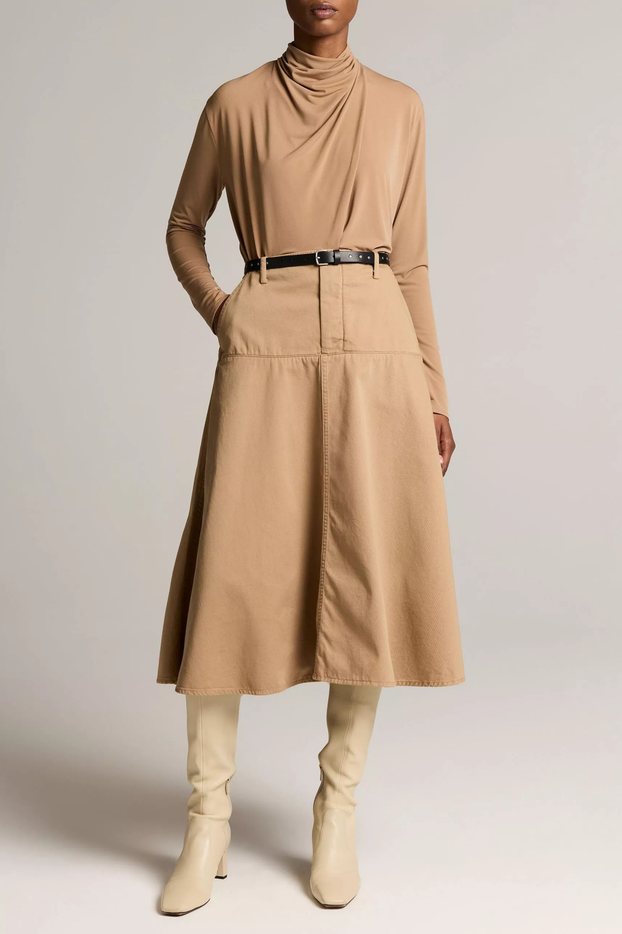 Vince Long Sleeve Draped Cowl Blouse