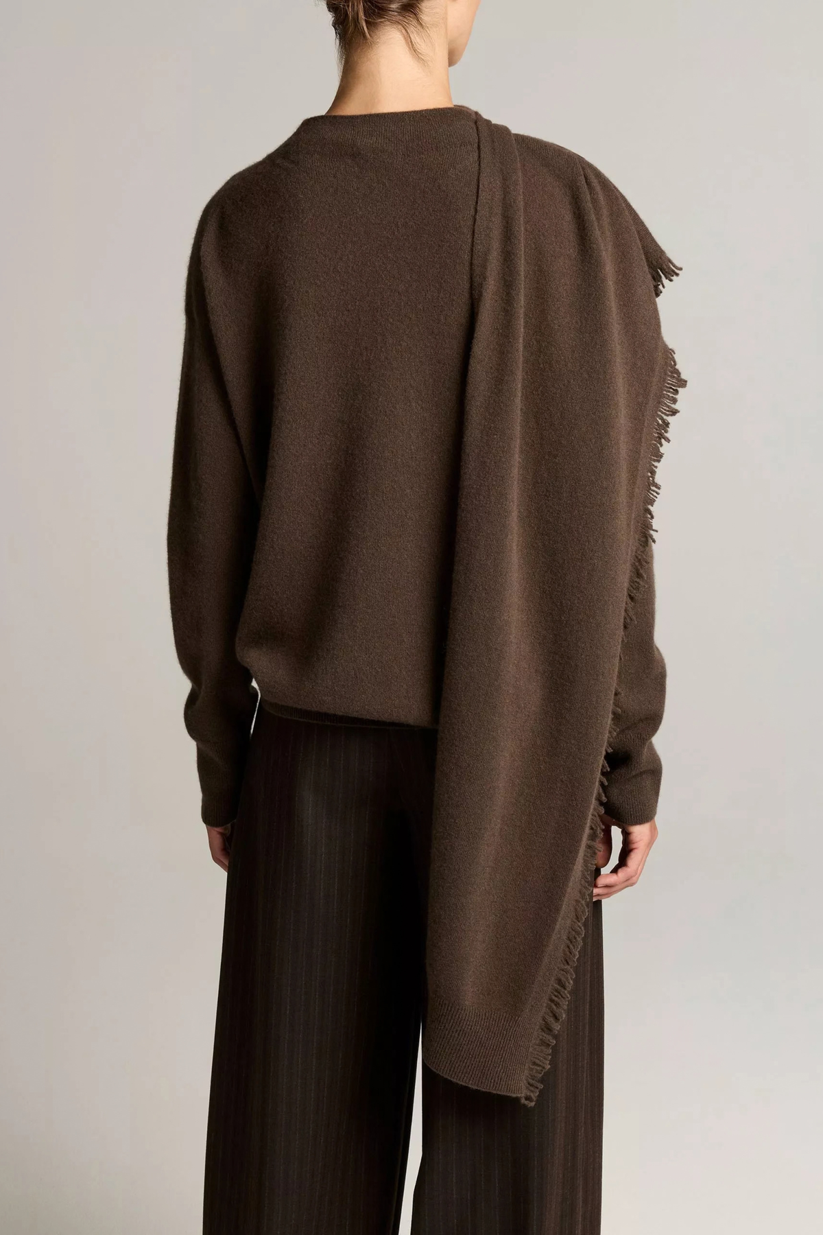 Vince Draped Fringe Scarf Sweater