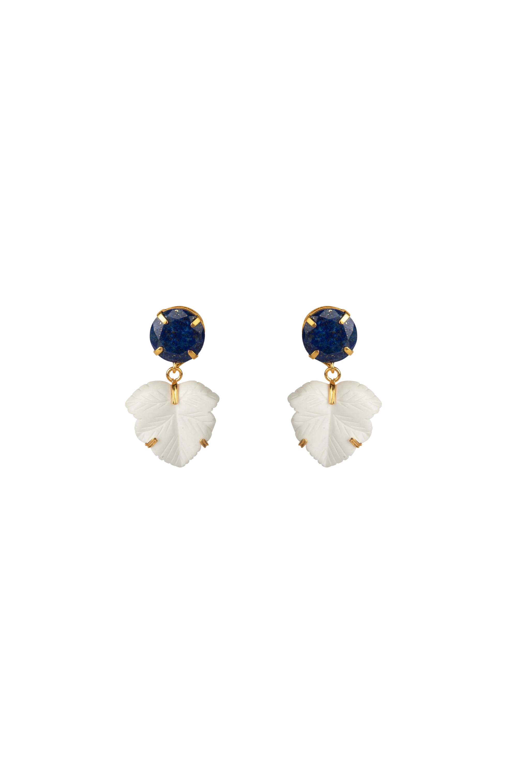 Bounkit Gem Stud Leaf Drop Earring