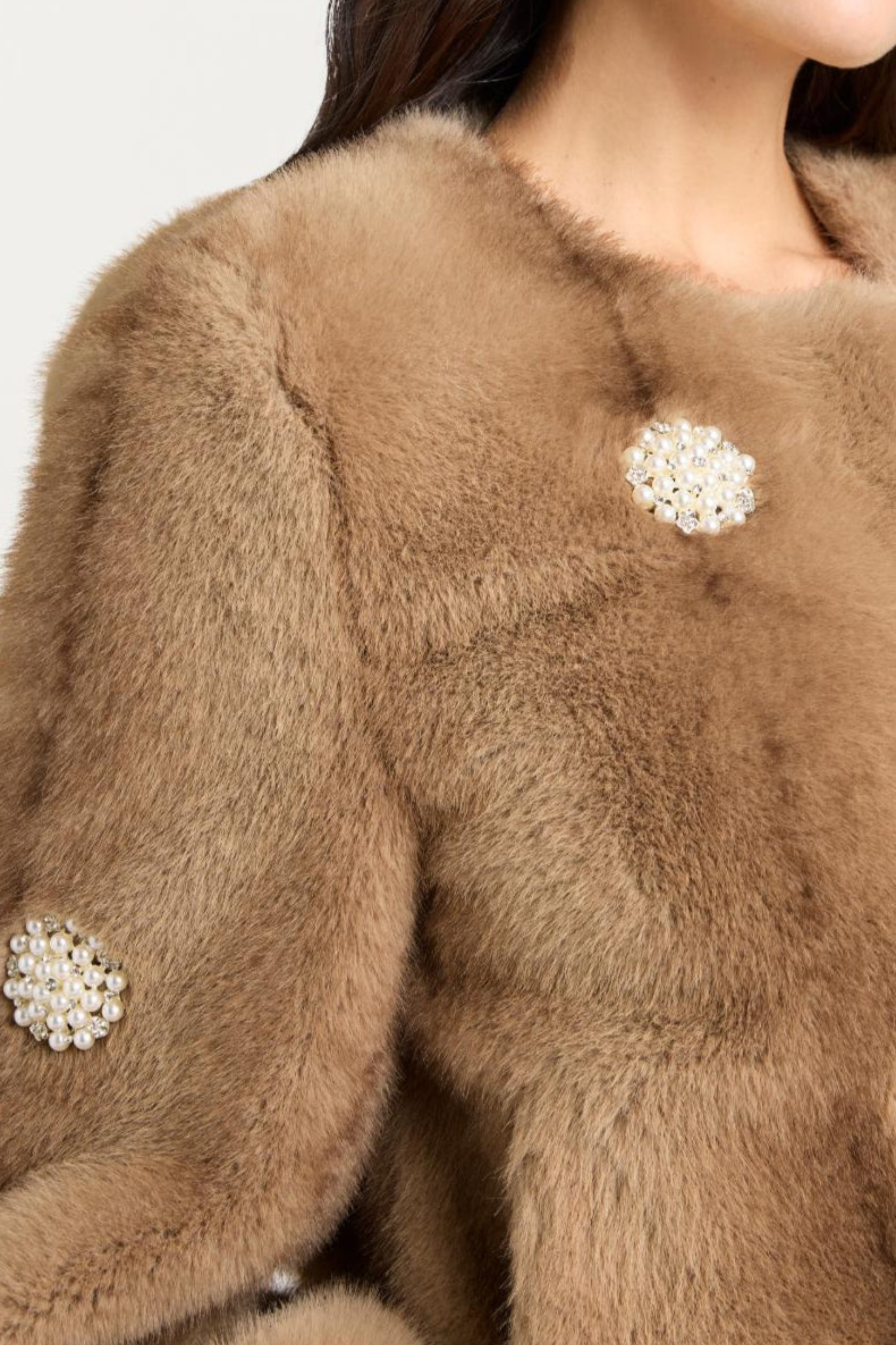 Cinq a Sept Pearl Faux Mink Benson Coat