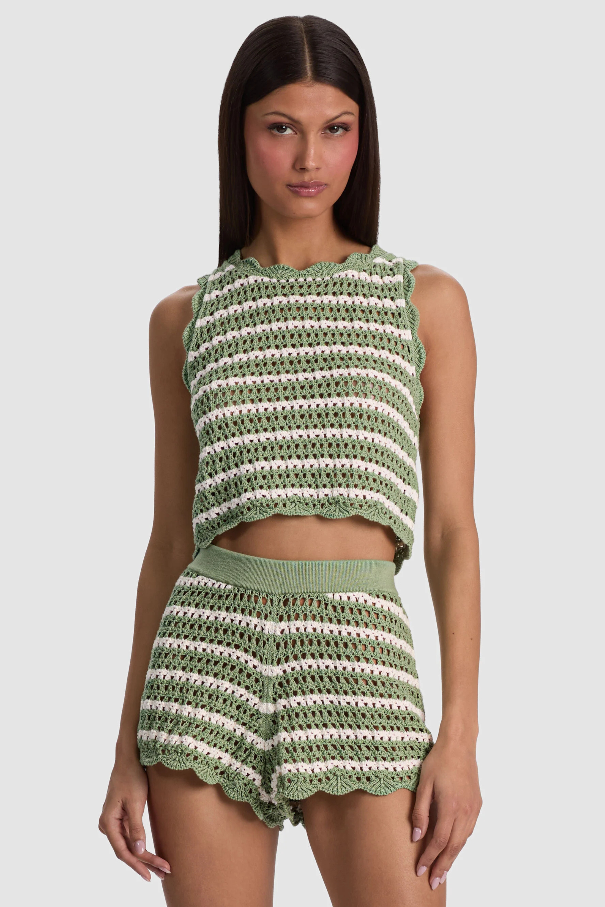 Alice + Olivia Amity Pointelle Crochet Tank