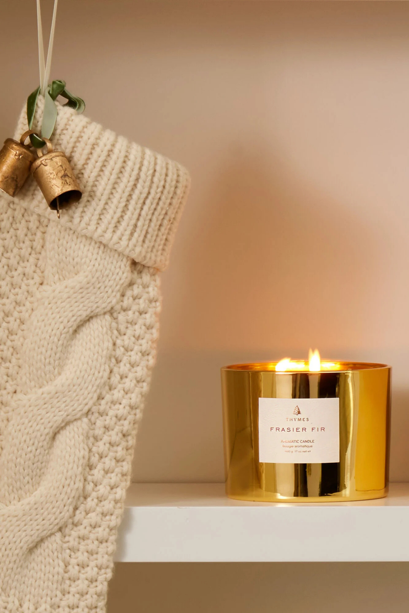 Thymes Frasier Fir 3-wick Gold