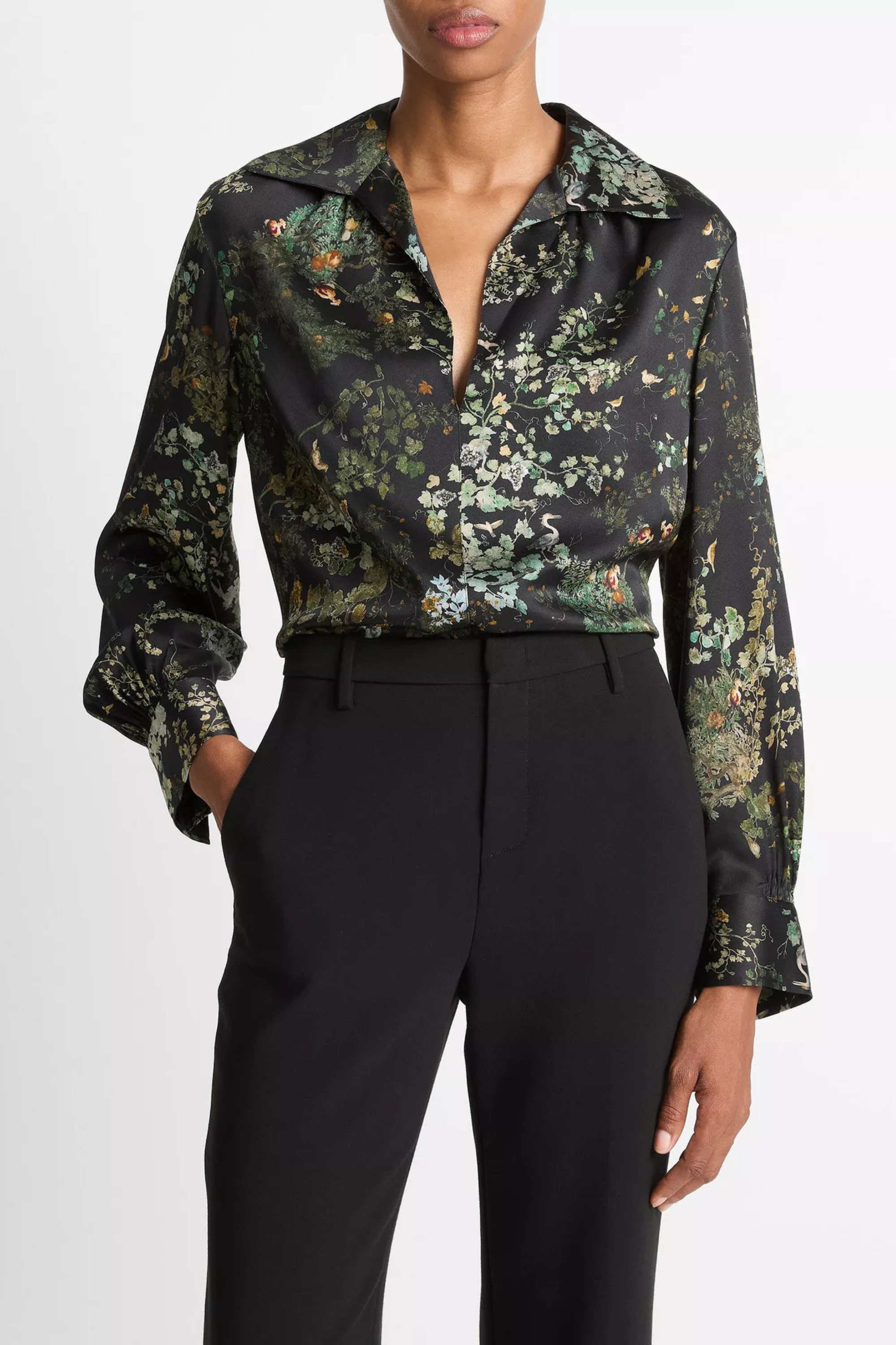 Vince Grape Vine Smocked L/S Blouse