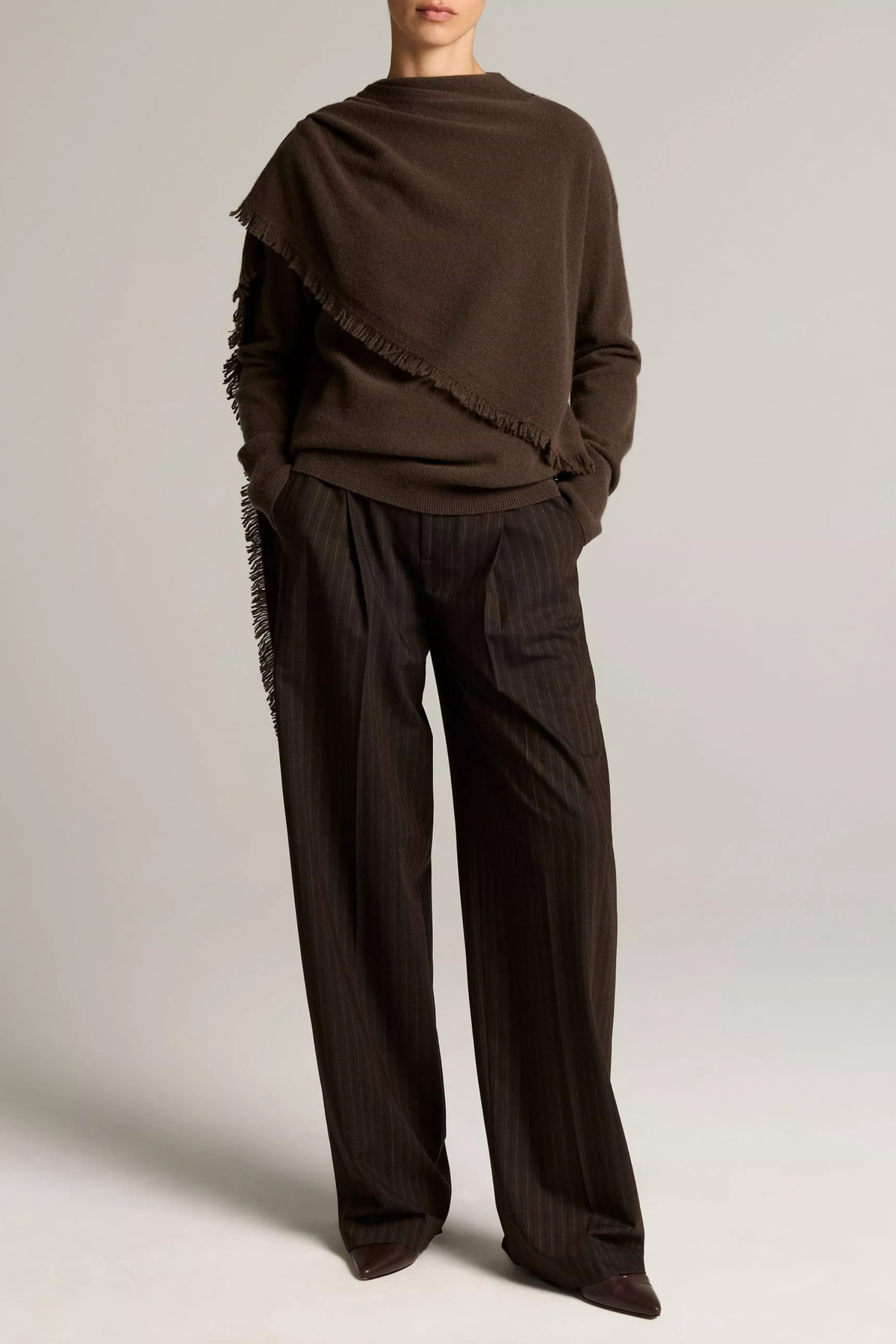 Vince Draped Fringe Scarf Sweater