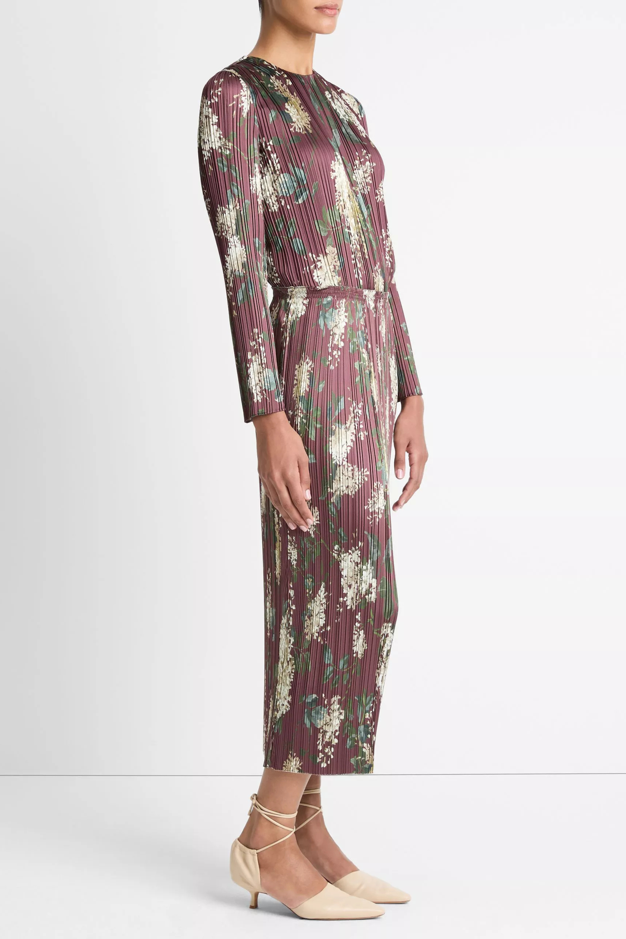 Vince Lilac Print Micro Pleated Skirt